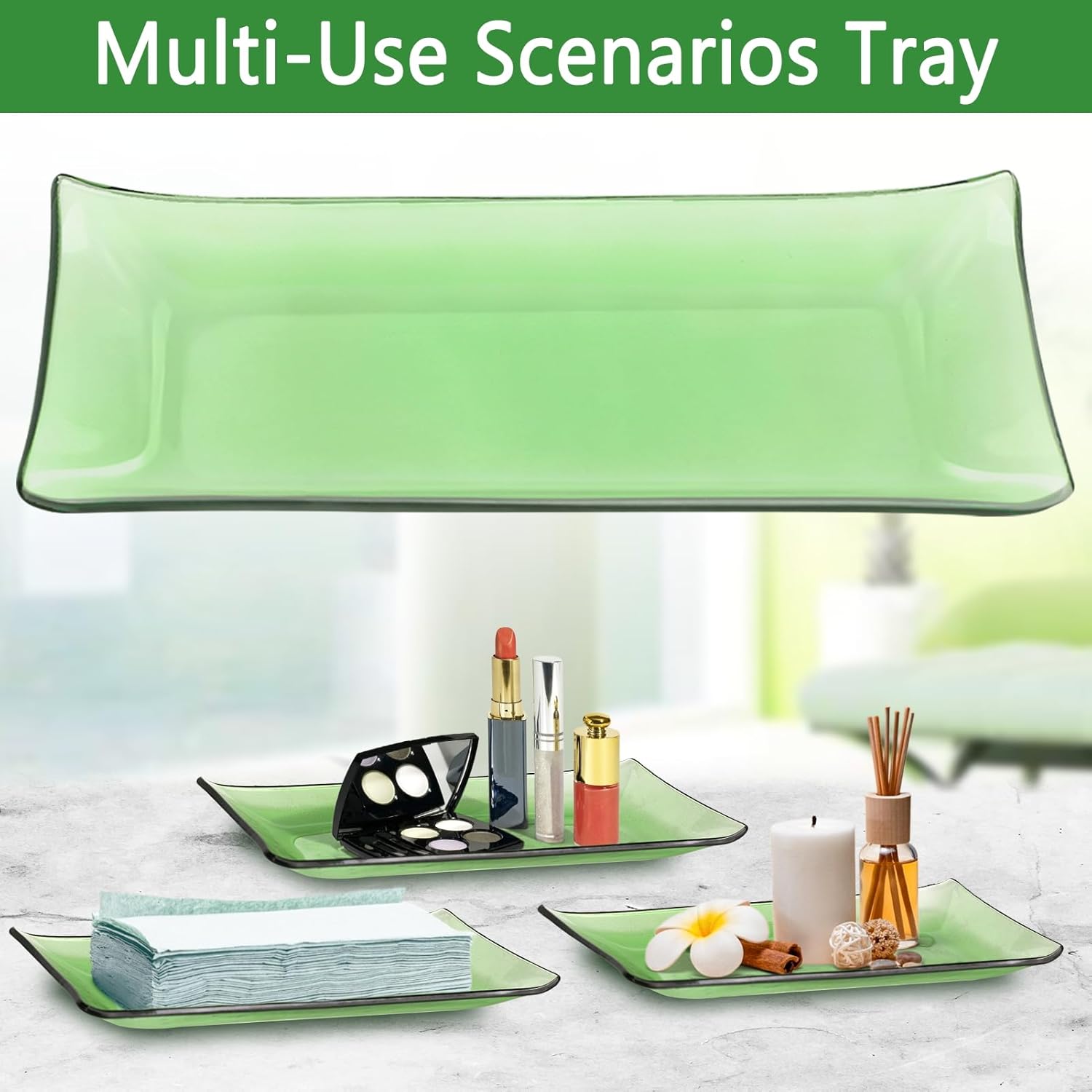 Haturi 4 Pc Green Glass Bathroom Accessories Set