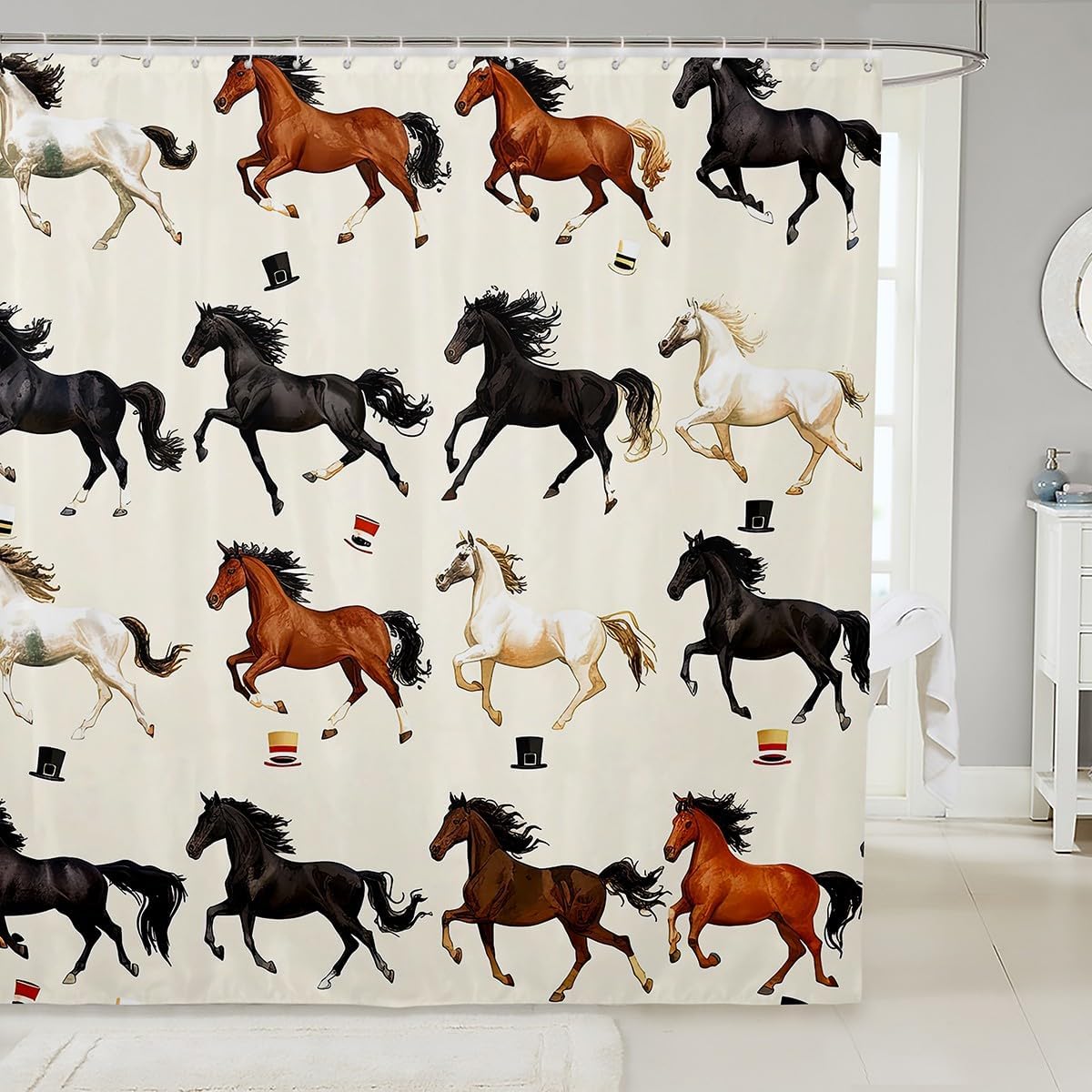 Feelyou Horse Shower Curtain Set 72x78 Galloping