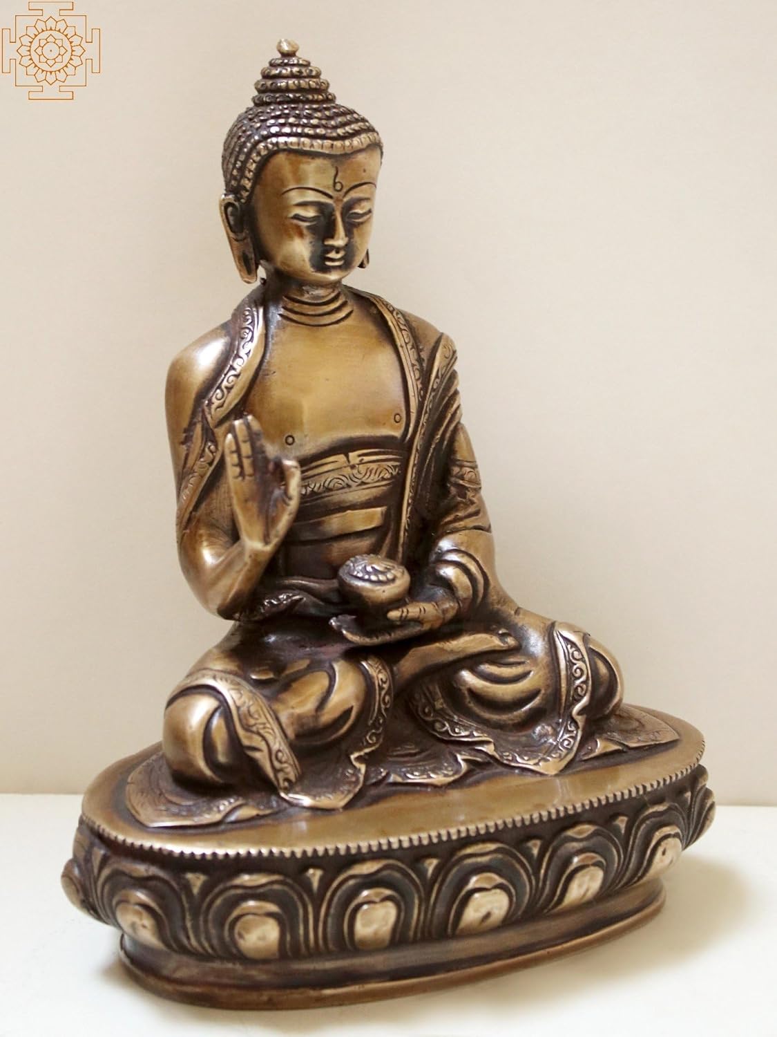 8-Inch Buddha Brass Statue with Vitarka Mudra