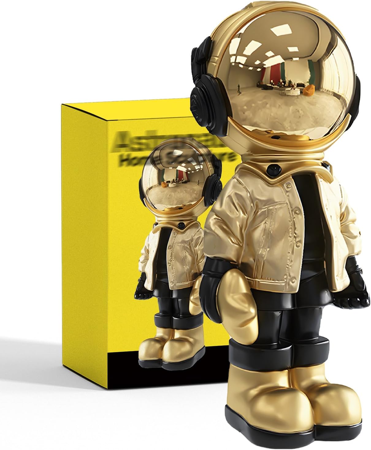 EZ4ENCE Astronaut Statue Gold Black Metal Decor