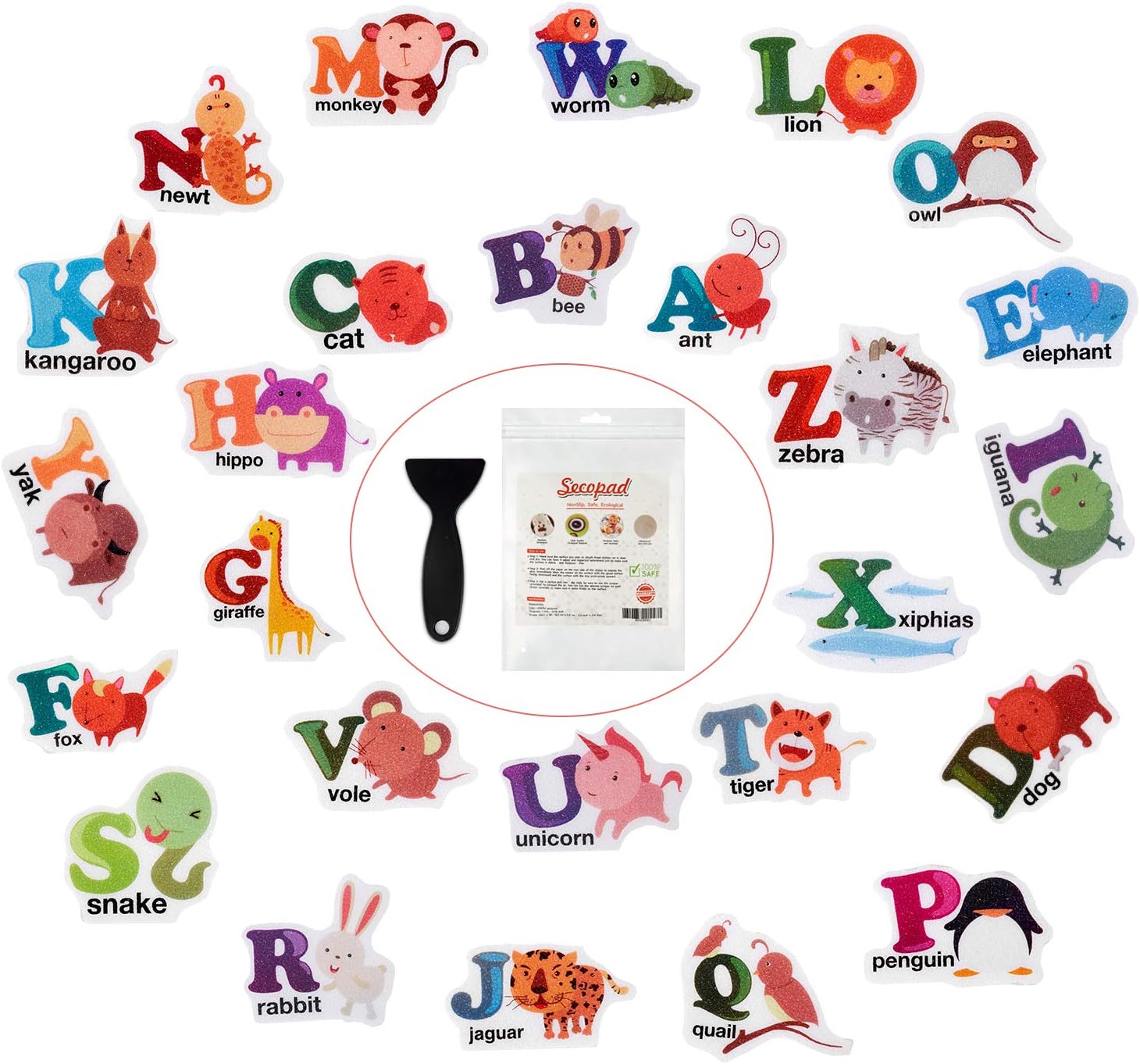 Secopad Non-Slip Bathtub Stickers 26PCS Alphabet Decals