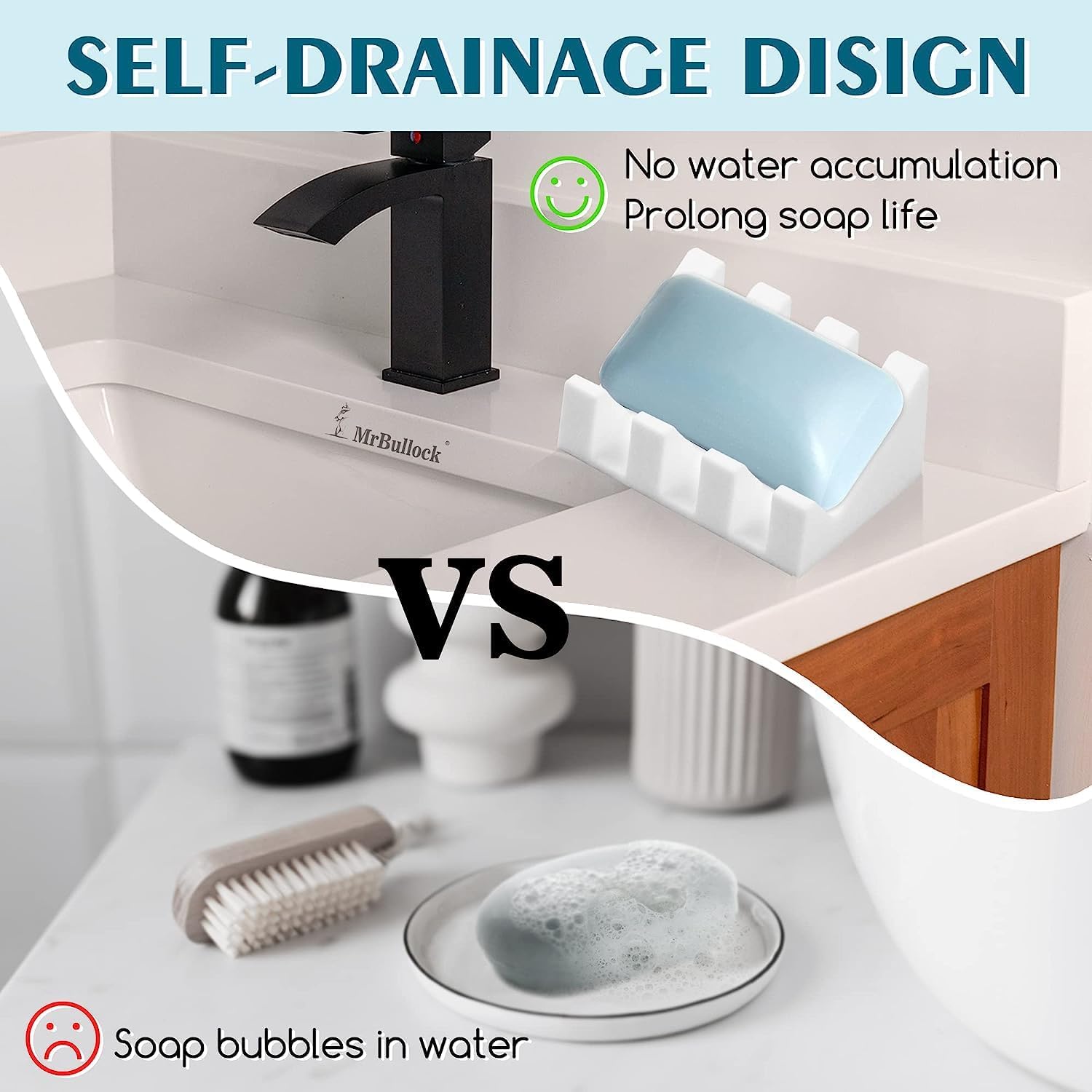 MRBULLOCK Silicone Soap Dish for Bar Soap Holder