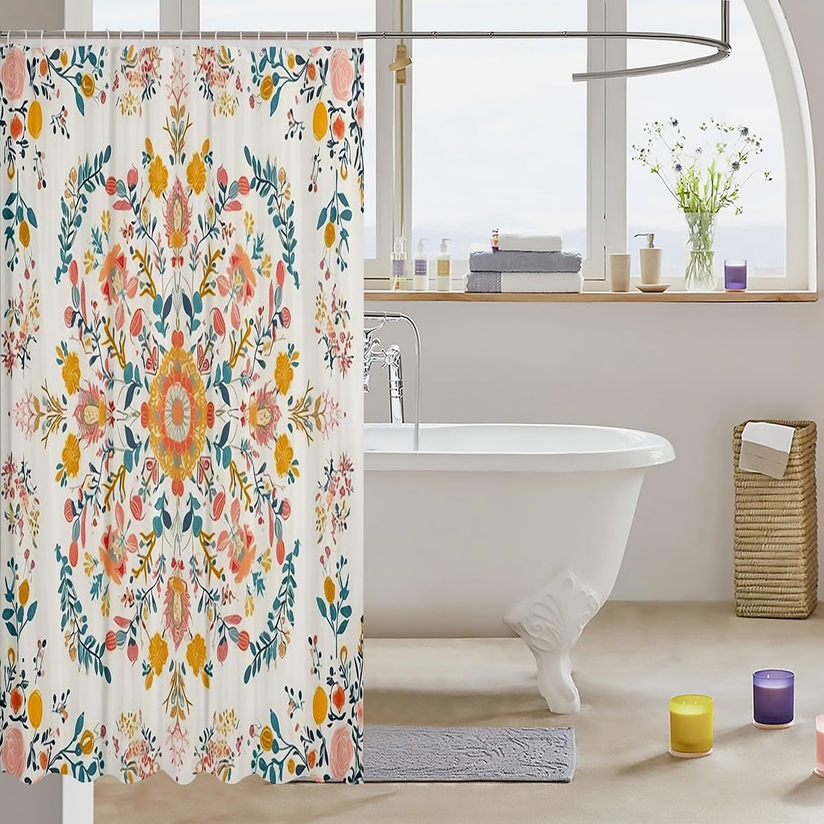 Feelyou Kids Boho Aztec Shower Curtain Set 72x72