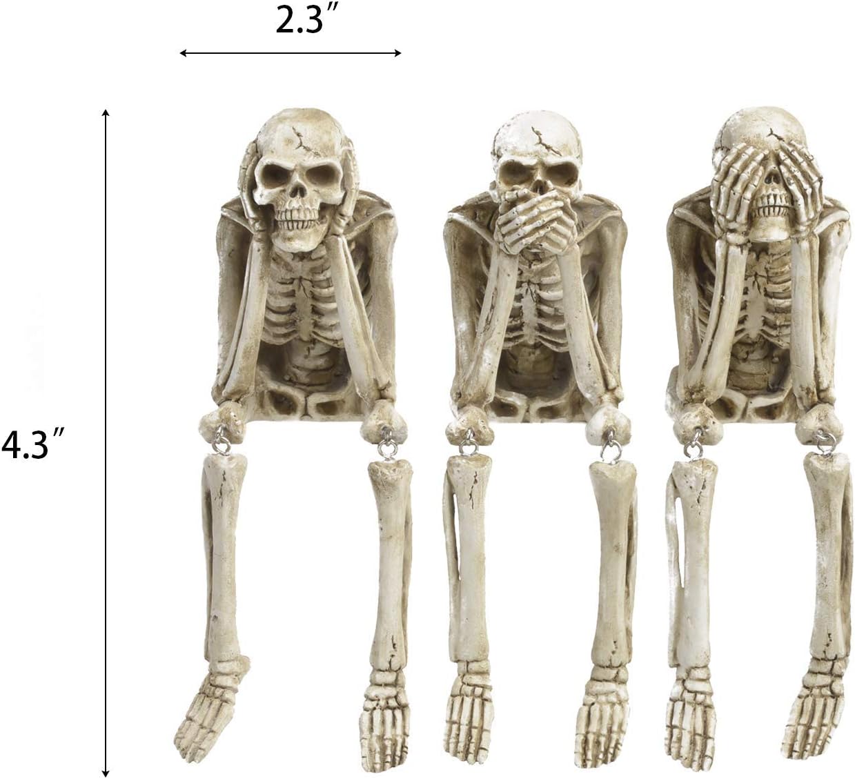 Newman House Studio No-Evil Skeleton Statues Set of 3