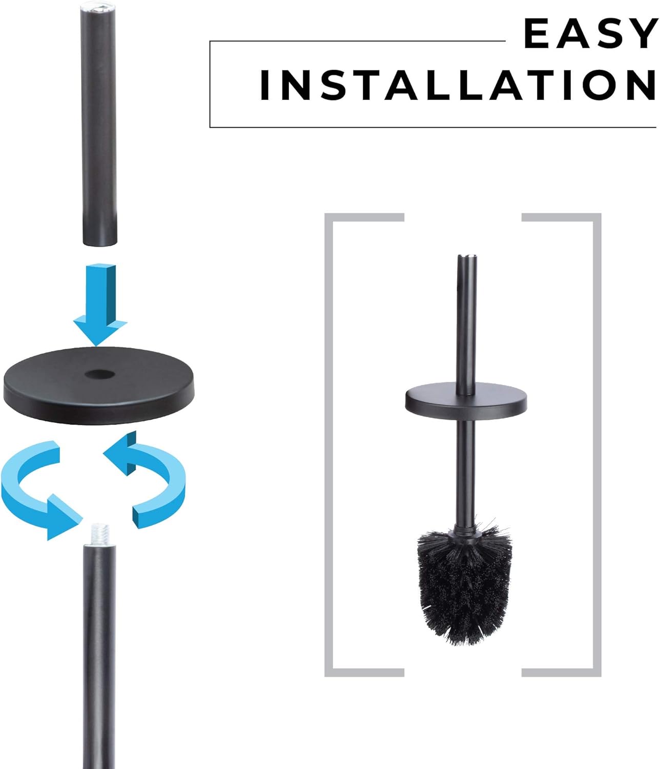 JS Jackson Supplies Sleek Toilet Brush Holder - Matte Black