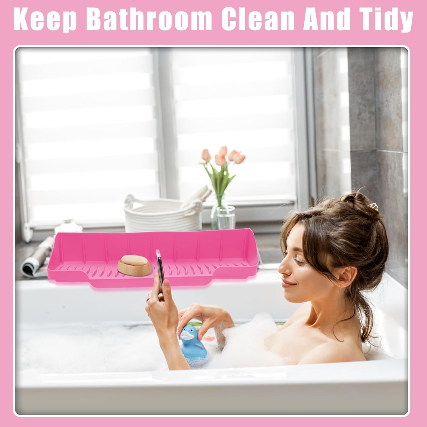 COITEK 165inch Silicone Bathtub Splash Guard with 6 Suction Cups