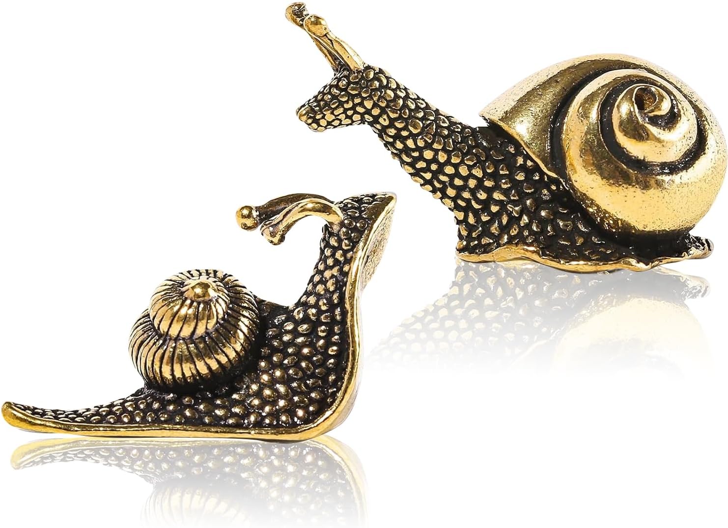 2pcs Mini Retro Snail Statue - Brass Copper Garden Decor 1