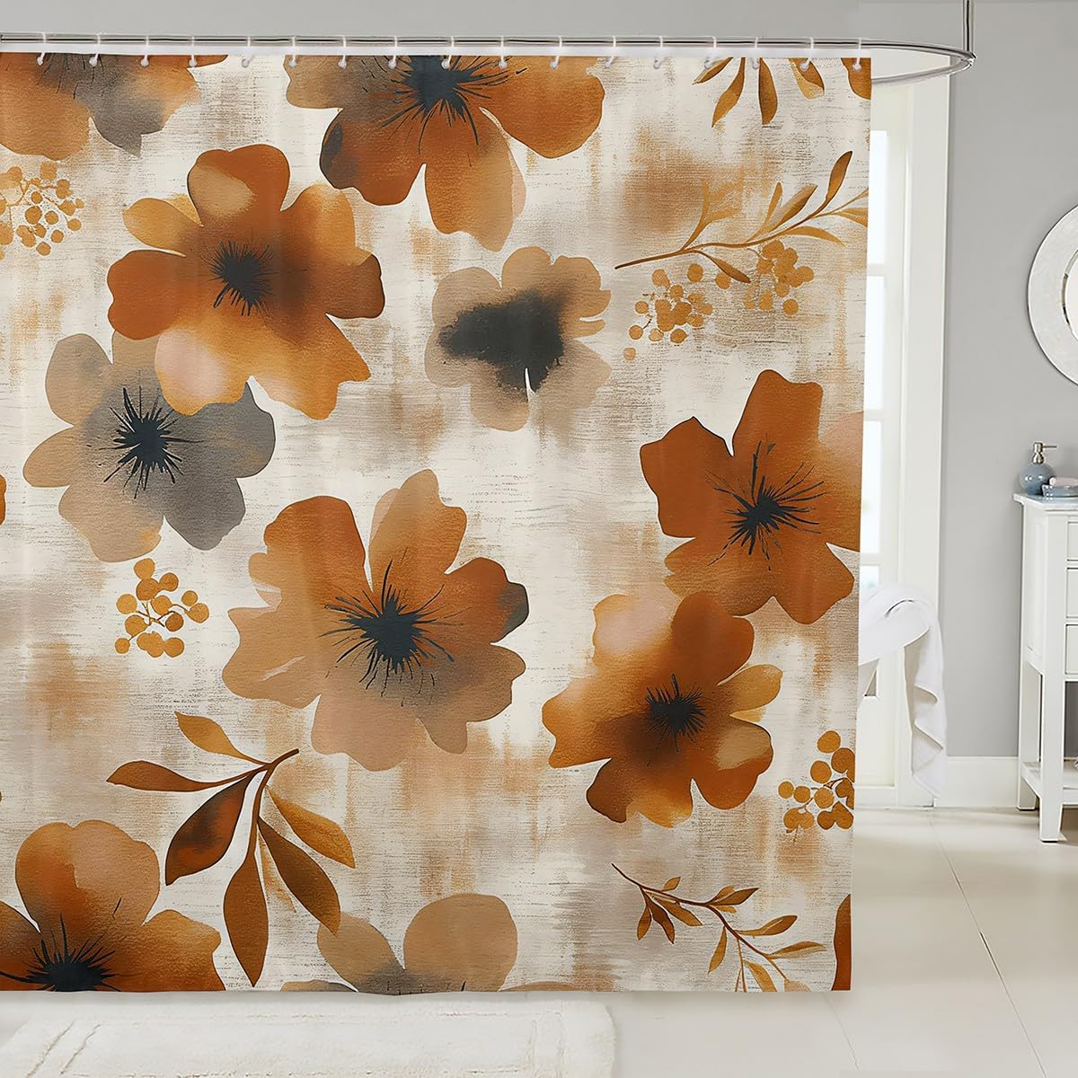 Feelyou 78 L x 72 W Floral Shower Curtain Set