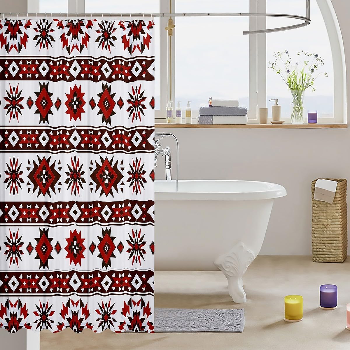 Feelyou Bohemian Bath Curtain Set 72x72 Native American Design