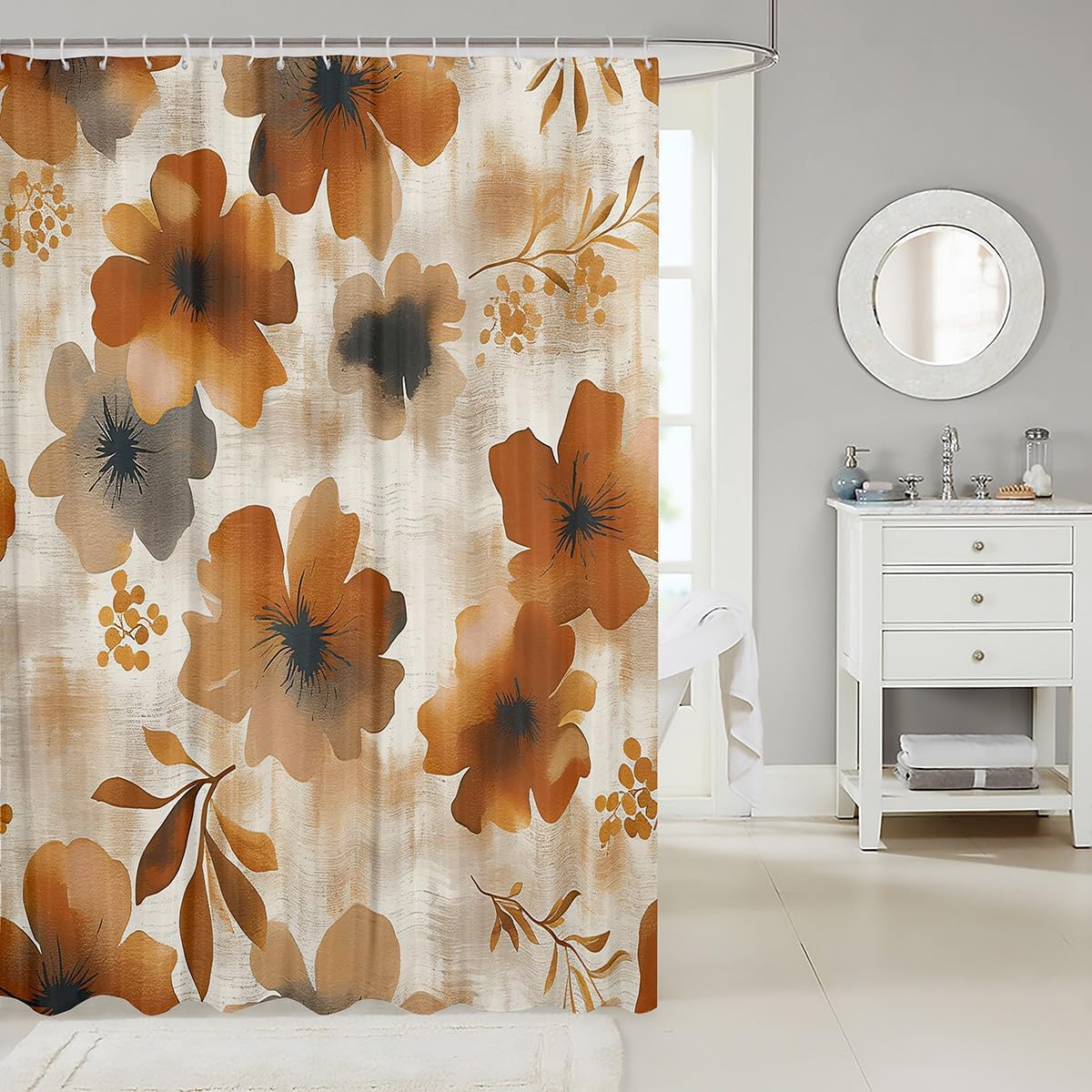 Feelyou 78 L x 72 W Floral Shower Curtain Set