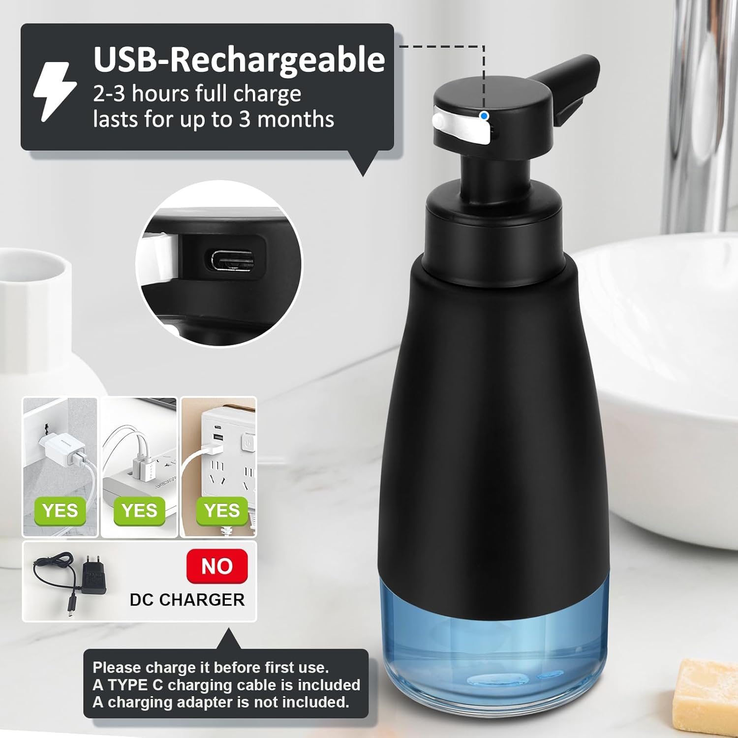 Blancel Touchless Soap Dispenser 15oz Electric Adjustable
