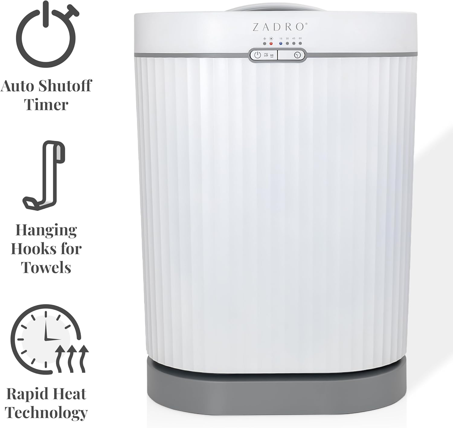 Zadro Fluted Oval Towel Warmer with Timer and Aromatherapy
