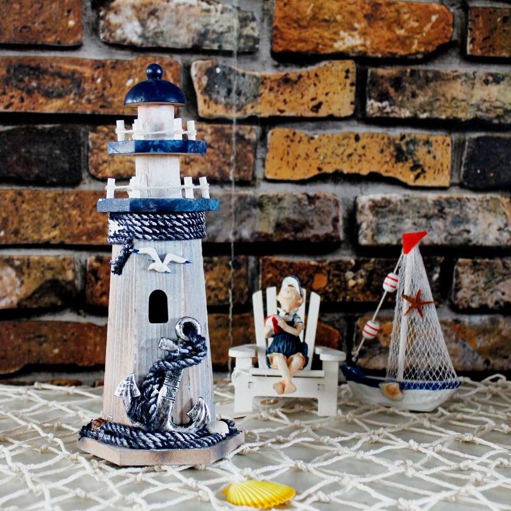 Rustic Wood Lighthouse Decor 1025 H