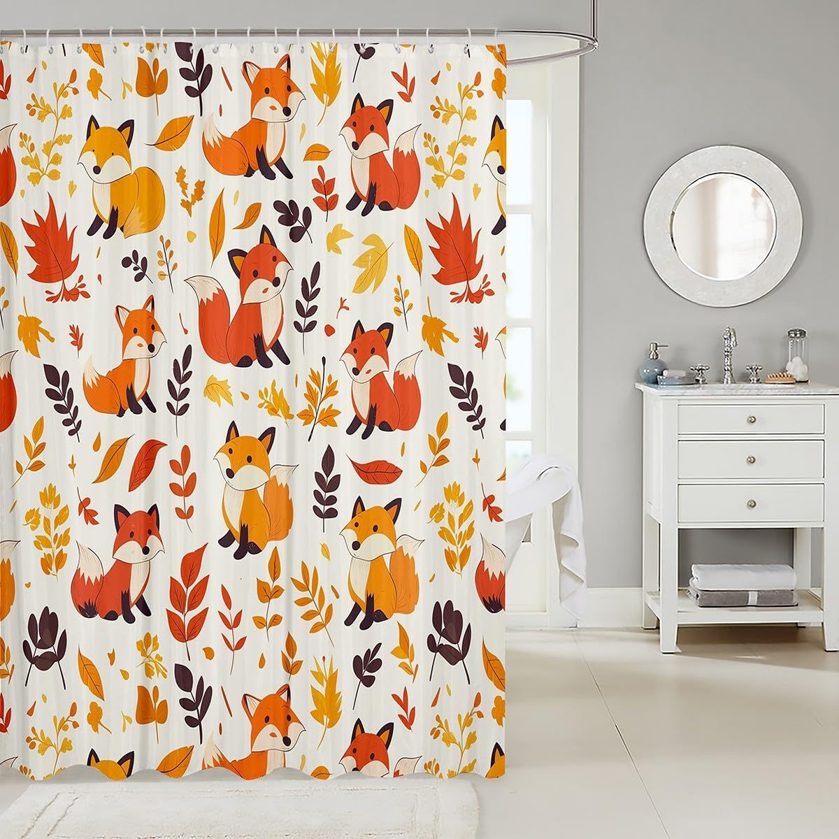 Feelyou Fox Shower Curtain Set 72x78 Nature Wildlife 1