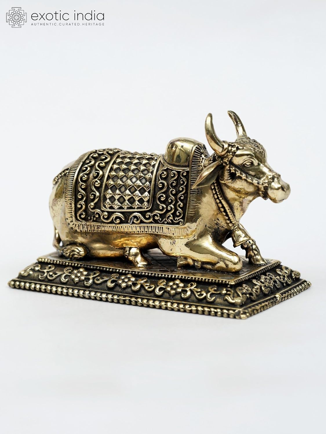 Exotic India Nandi Brass Statue Spiritual Home Decor