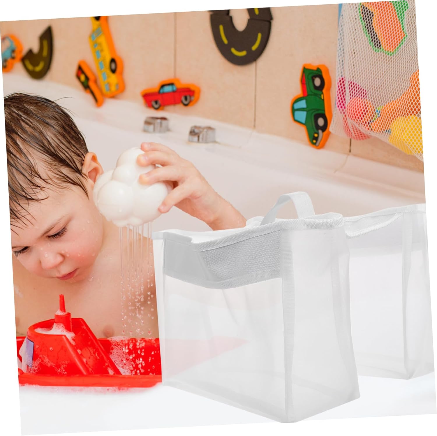 Cabilock Portable Mesh Bath Toy Organizer with Pockets