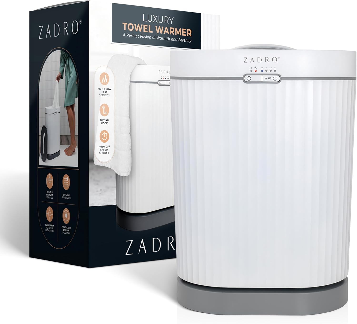 Zadro Fluted Oval Towel Warmer with Timer and Aromatherapy