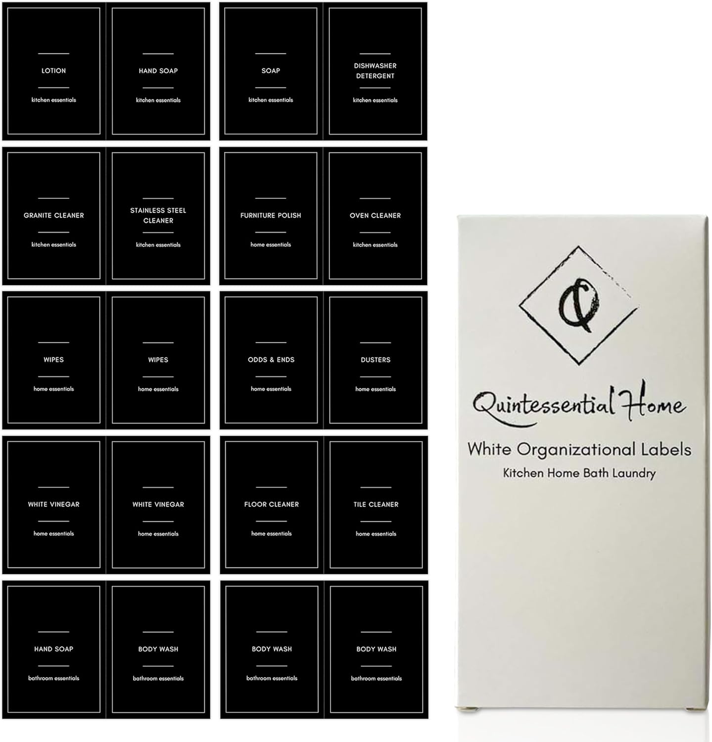 Quintessential Pack of 64 Waterproof Soap Labels