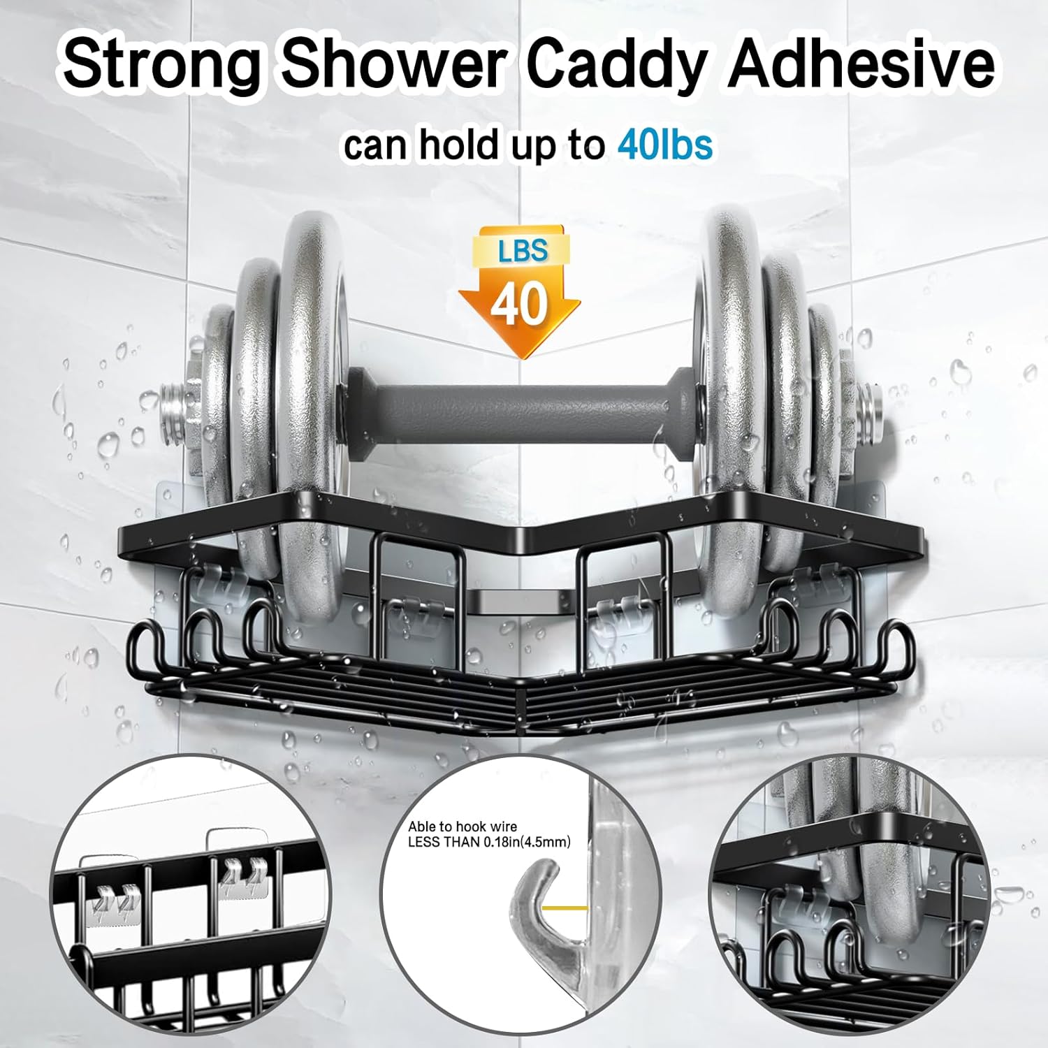 FGSAEOR 14 Pack Adhesive Shower Caddy Hooks