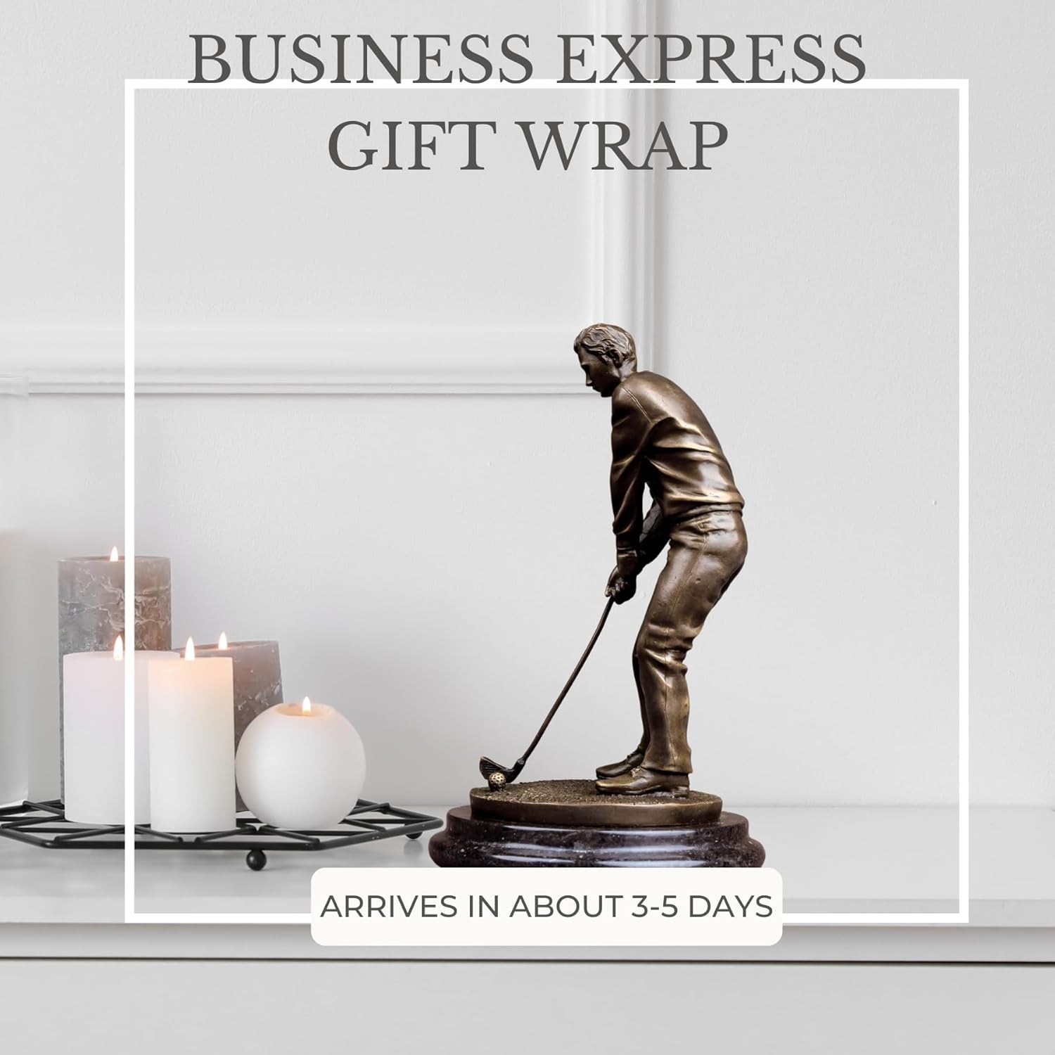 91 Inch Bronze Golf Putting Statue Handcrafted Sculpture with Marble Base