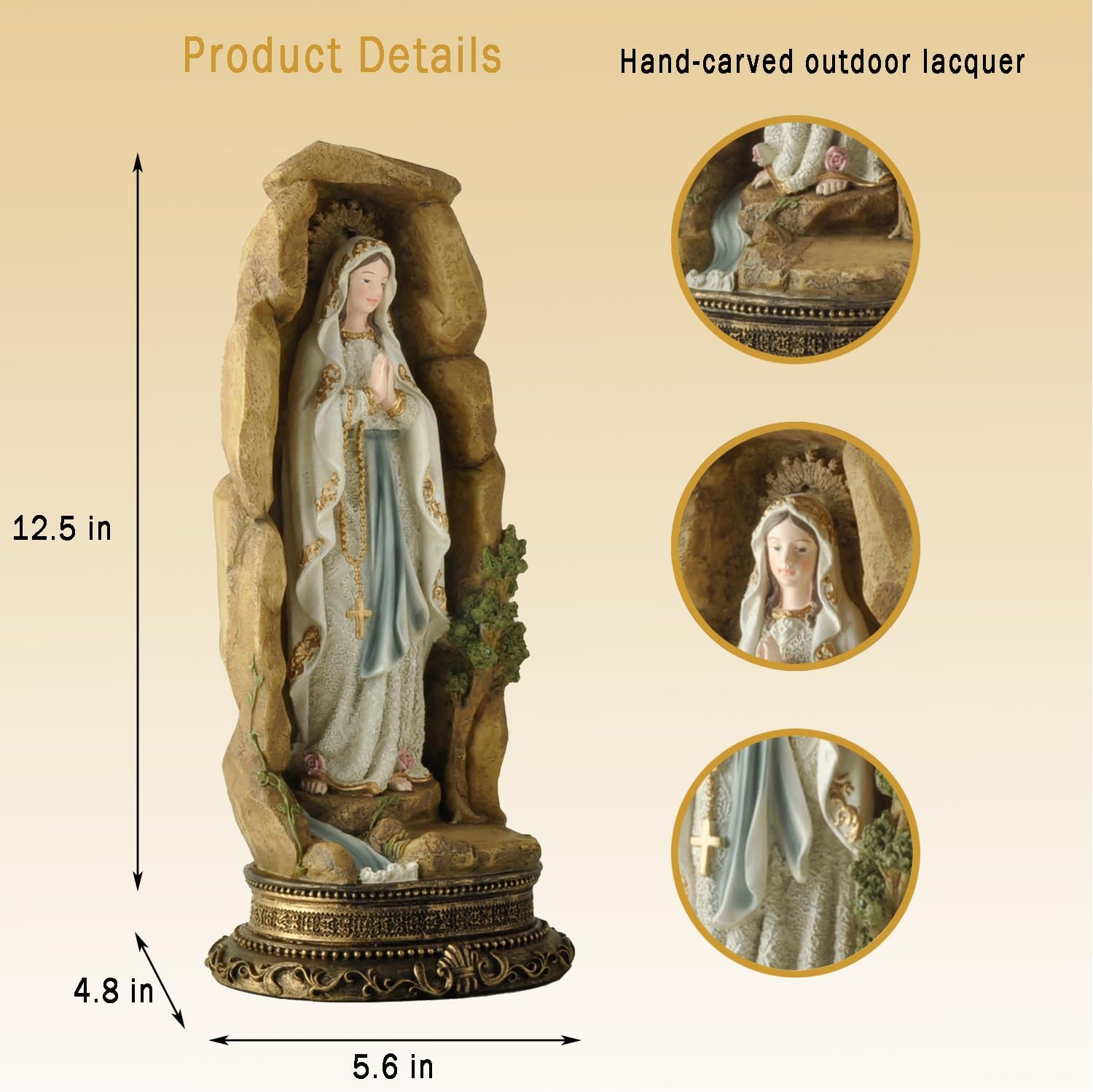 PlentifulHome Bleesed Virgin Mary Statue 125 Inch
