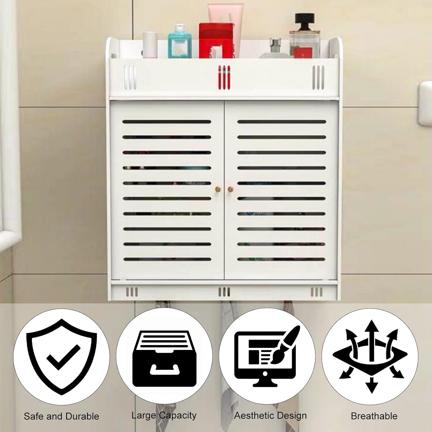 cdar Flower Pattern White Medicine Cabinet 1