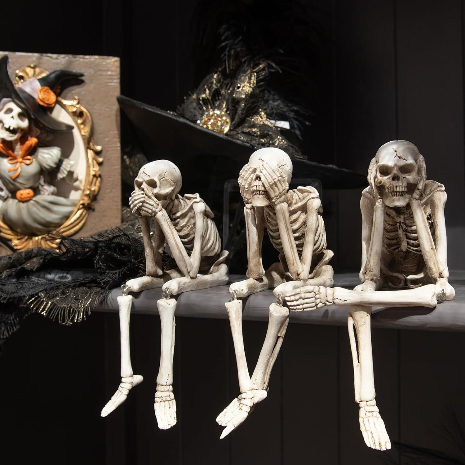 Newman House Studio No-Evil Skeleton Statues Set of 3