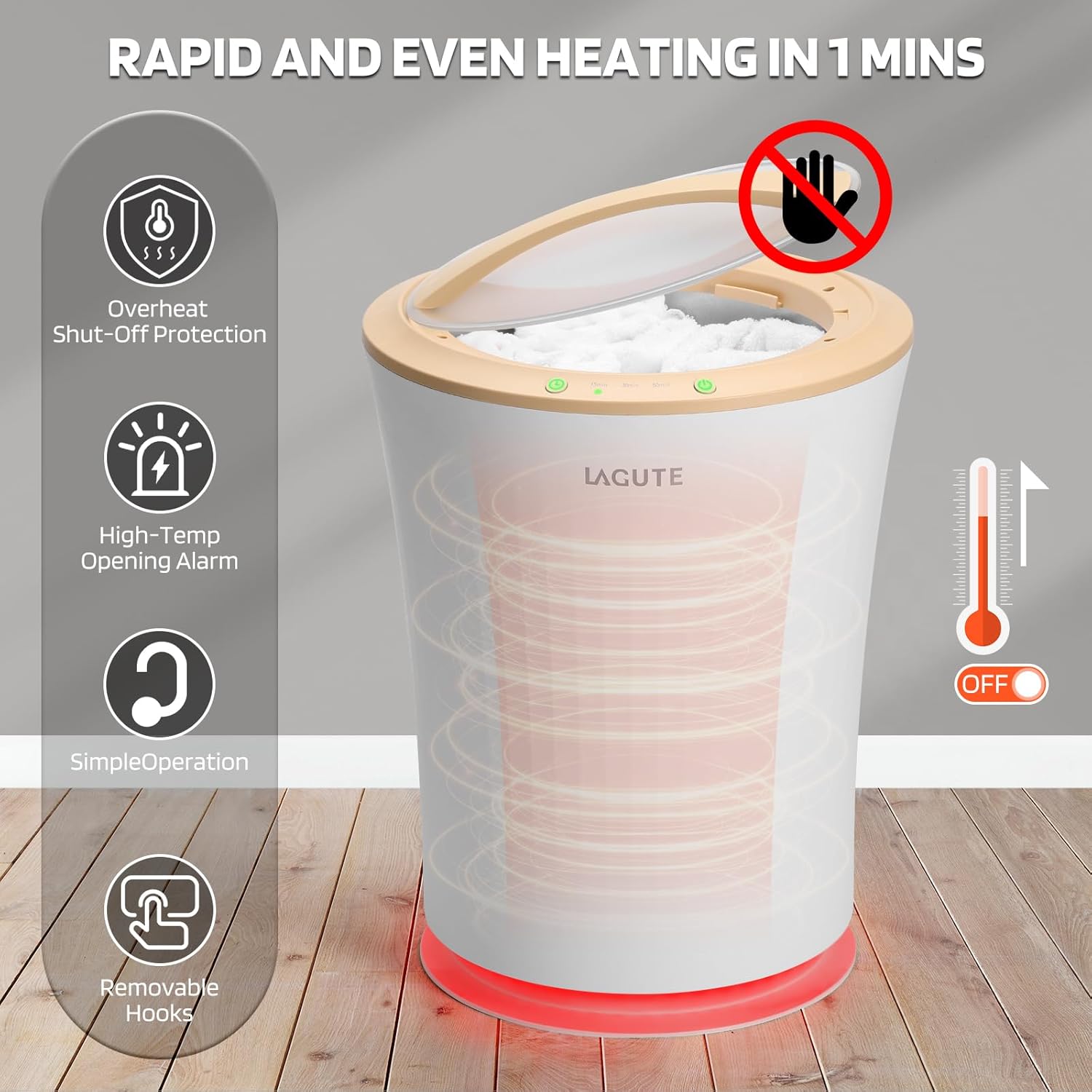 Lagute Towel Warmers Bucket with WiFi Control and RGB Light