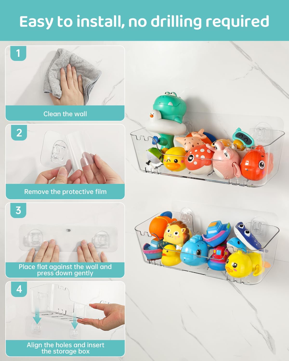 Ginnerella Bath Toy Storage 2 Pack Organizer