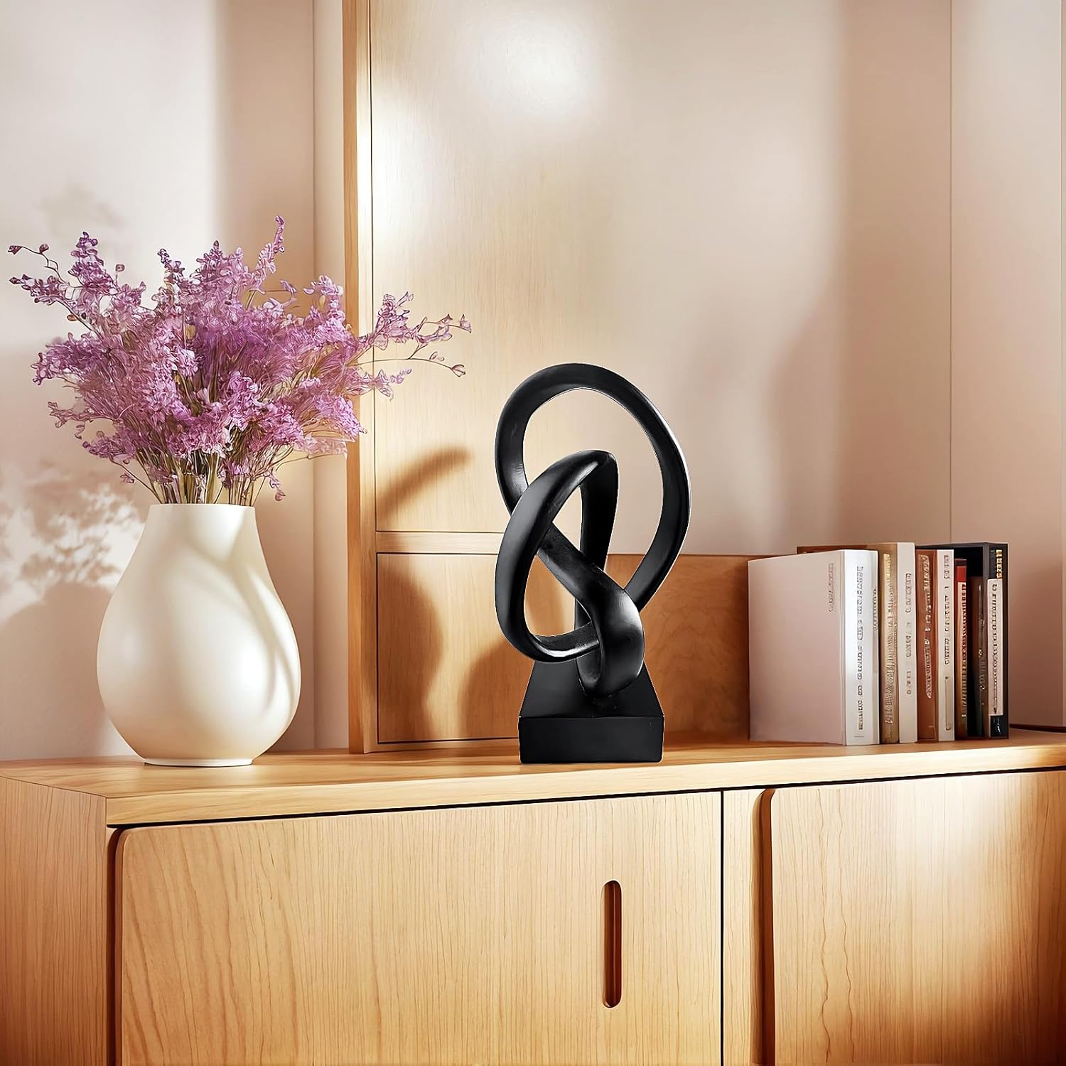 aboxoo Black Mobius Knot Sculpture Modern Decor Statue