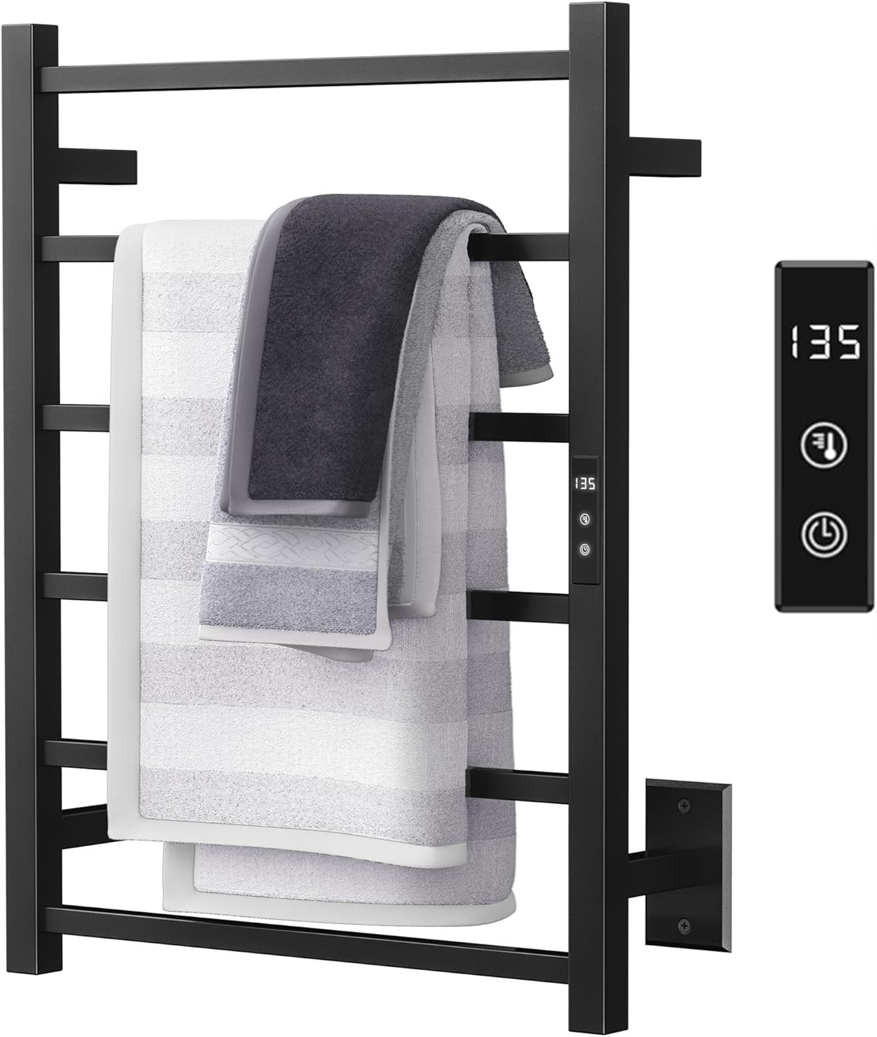 Sharpeye Matte Black Heated Towel Rack with 24hr Timer