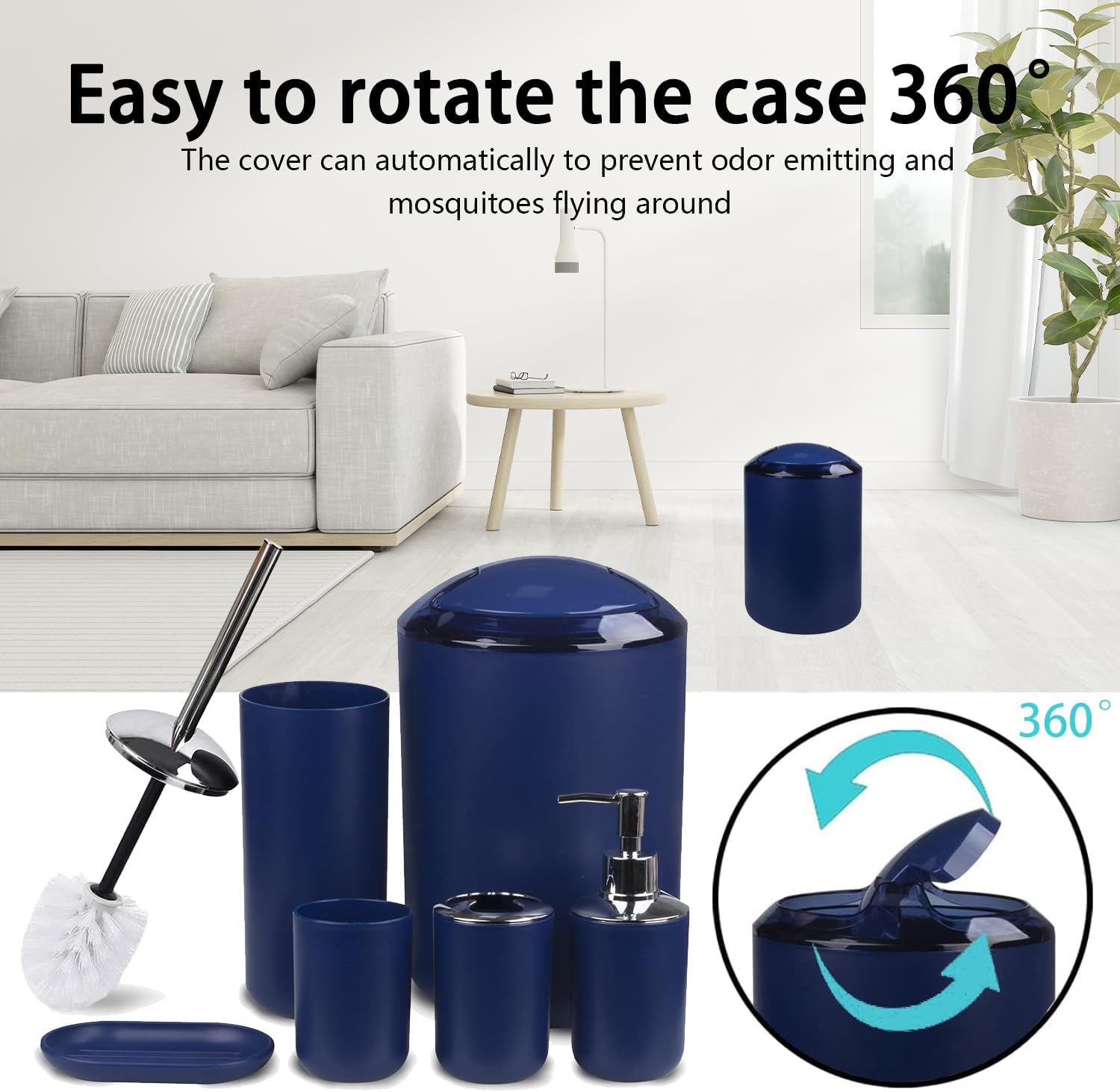 CERBIOR 6-Piece Bathroom Accessory Set in Royal Blue