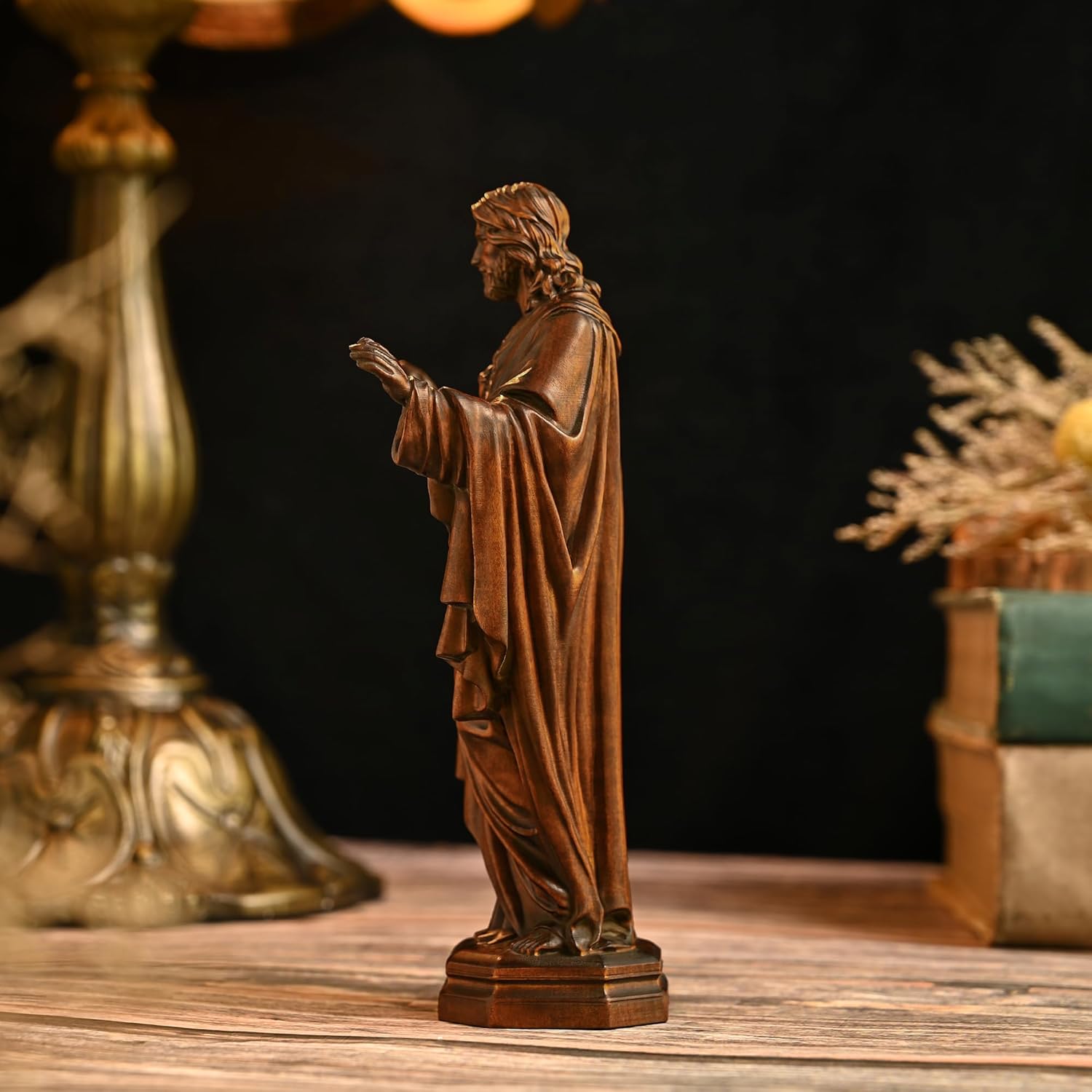 Wooden Sacred Heart of Jesus Statue - 43 Inch Handmade Figurine