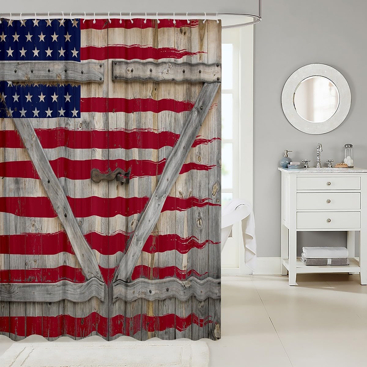 Feelyou Rustic Wood Barn Shower Curtain Set 78x72
