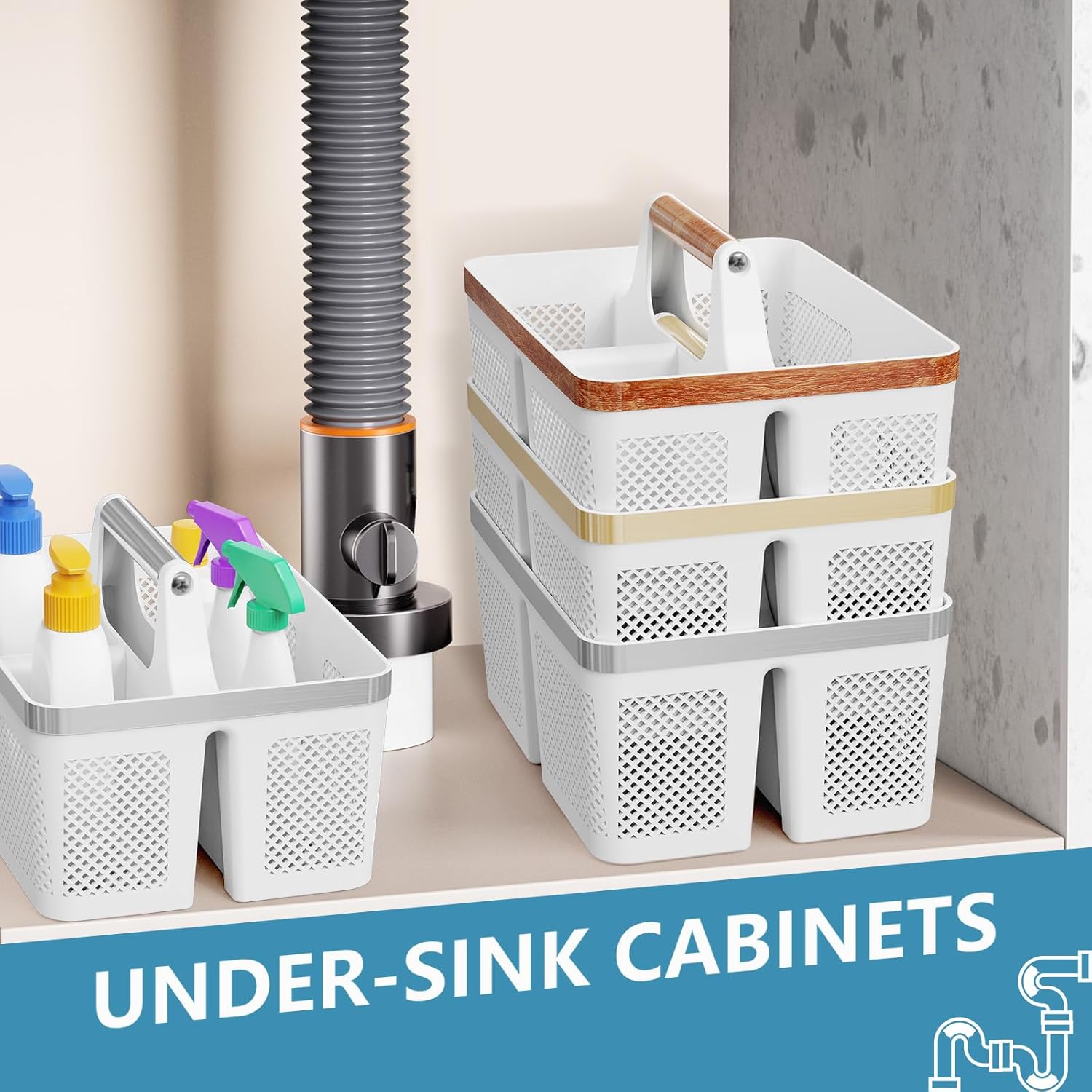 BYUNER Portable Shower Caddy with Handle and Holes