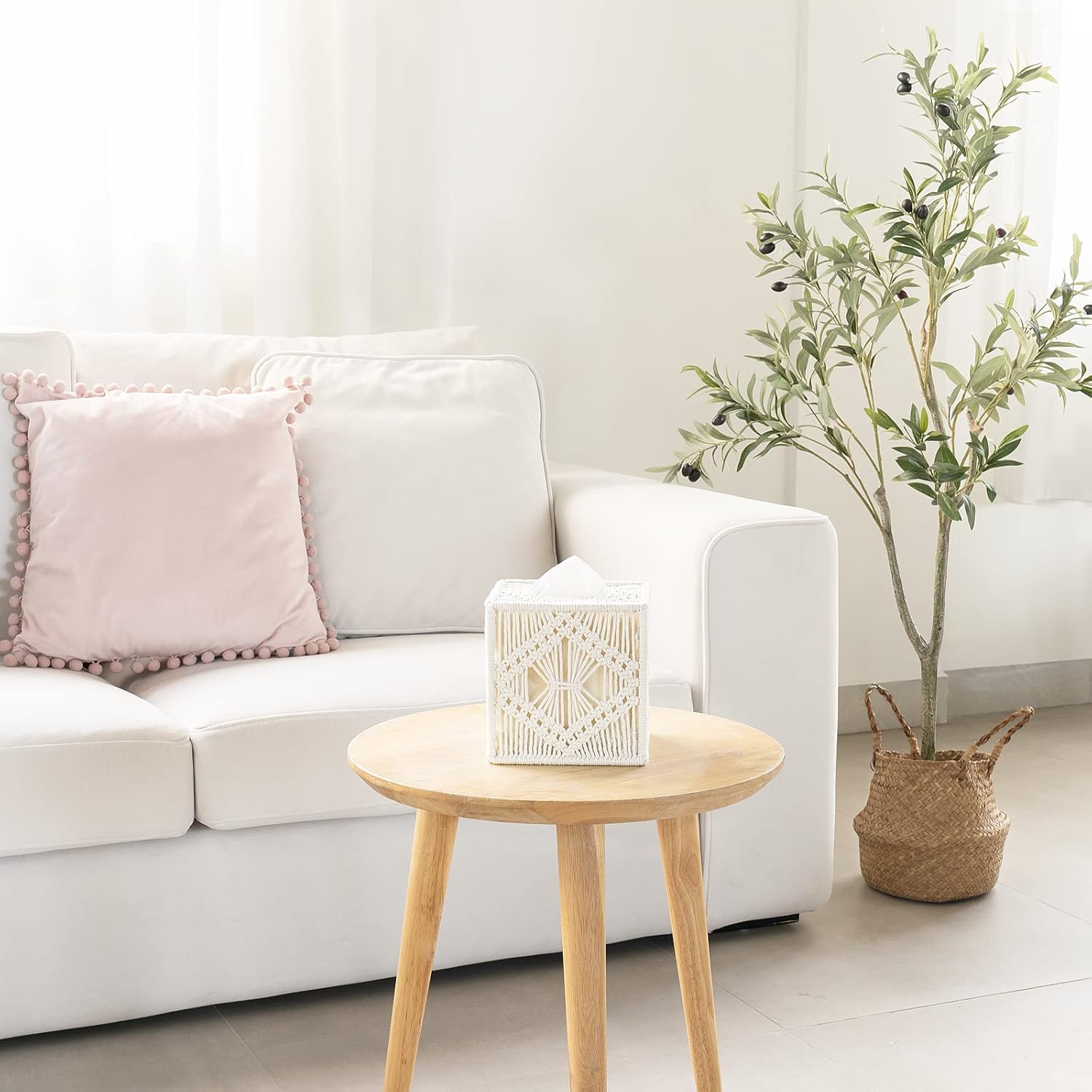 Mkono Boho Macrame Tissue Box Holder