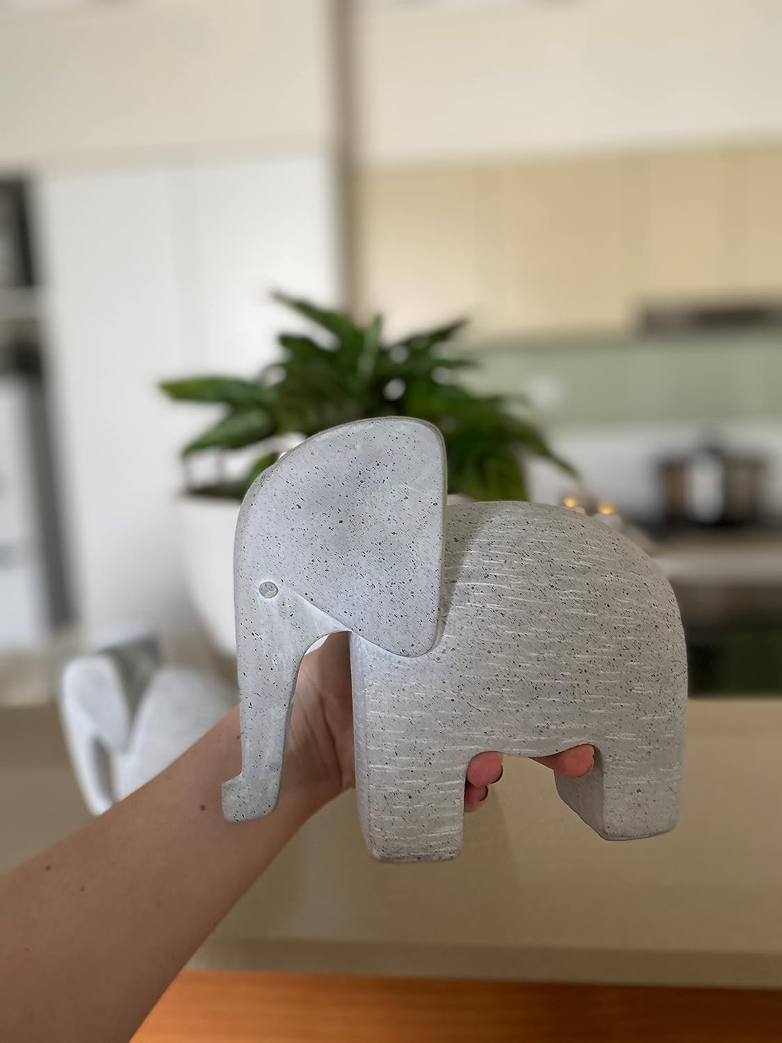 Huey House Elephant Sculptures 2 Piece Set 6 and 5 Light Gray