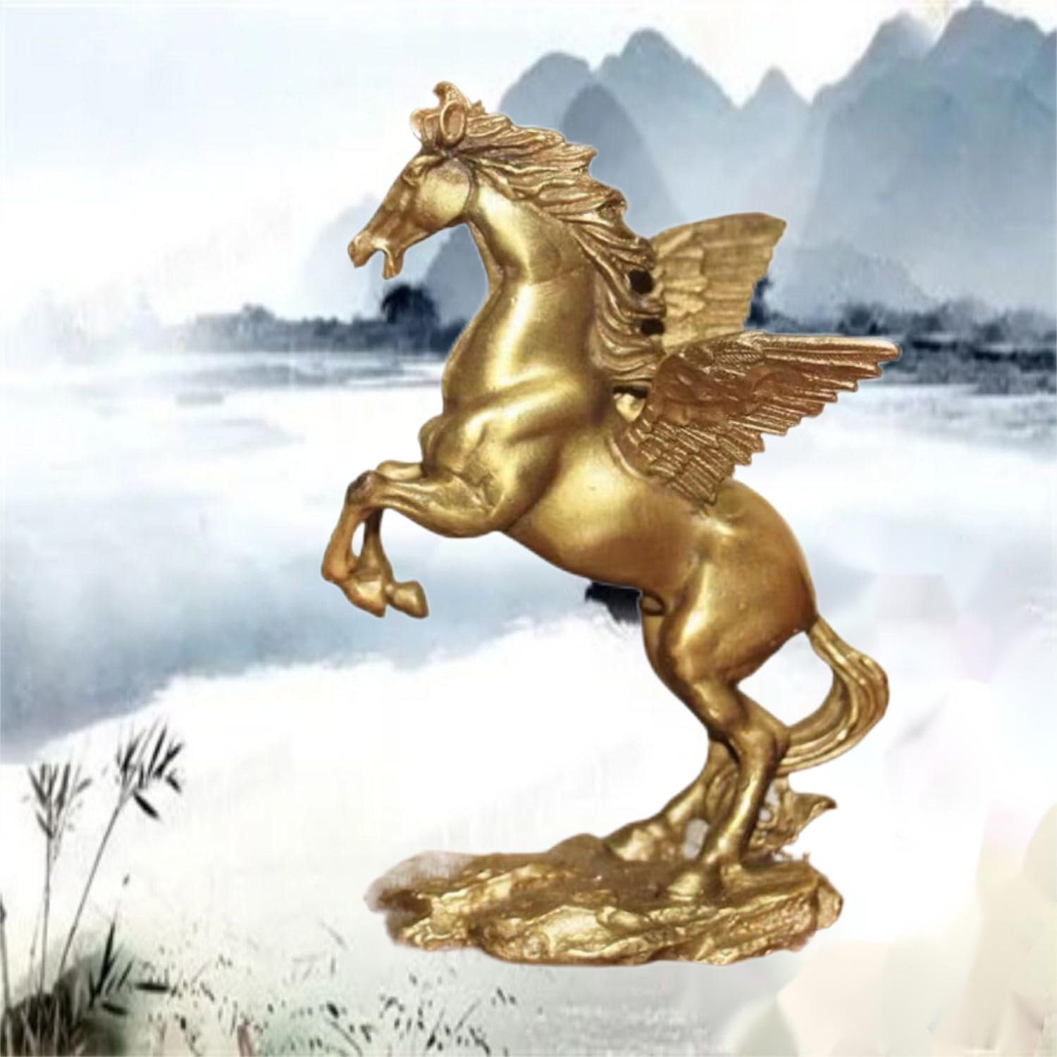 Ecqizer Wealth Figurine Lucky Horse Feng Shui Decor