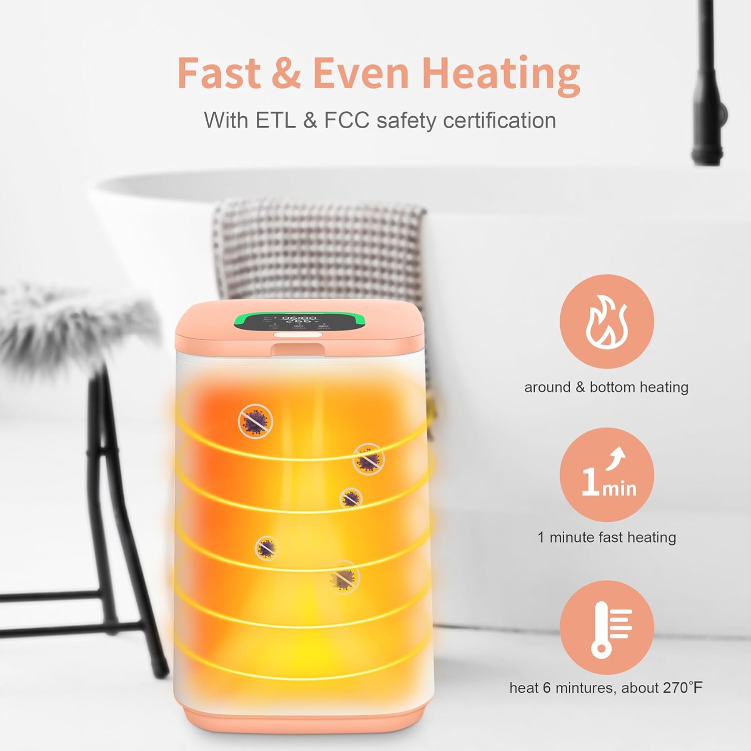RESIMPLE Towel Warmer with LED Display and 3 Heating Modes 1