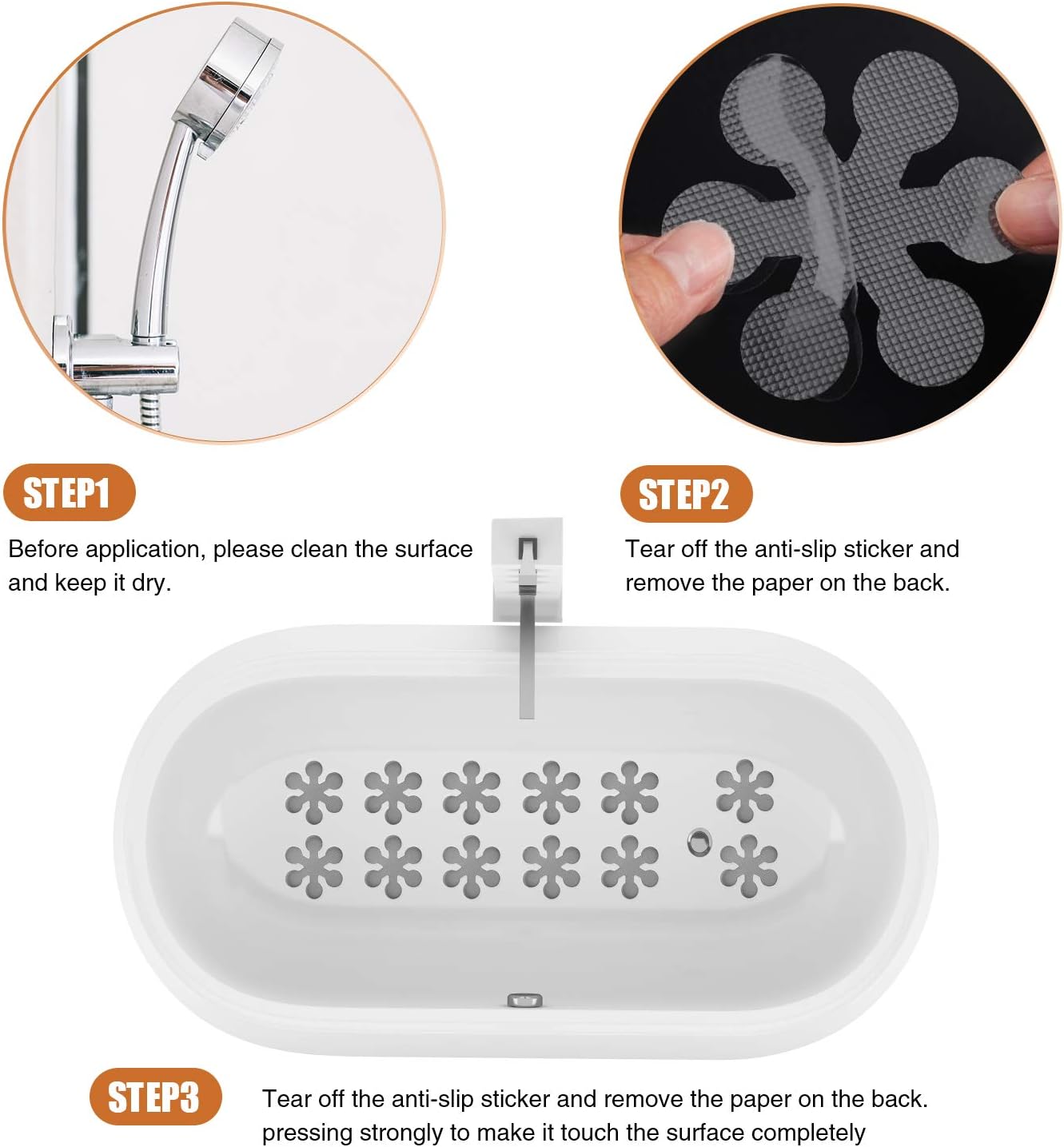 Secopad Bathtub Stickers Non-Slip 12 PCS Safety Treads