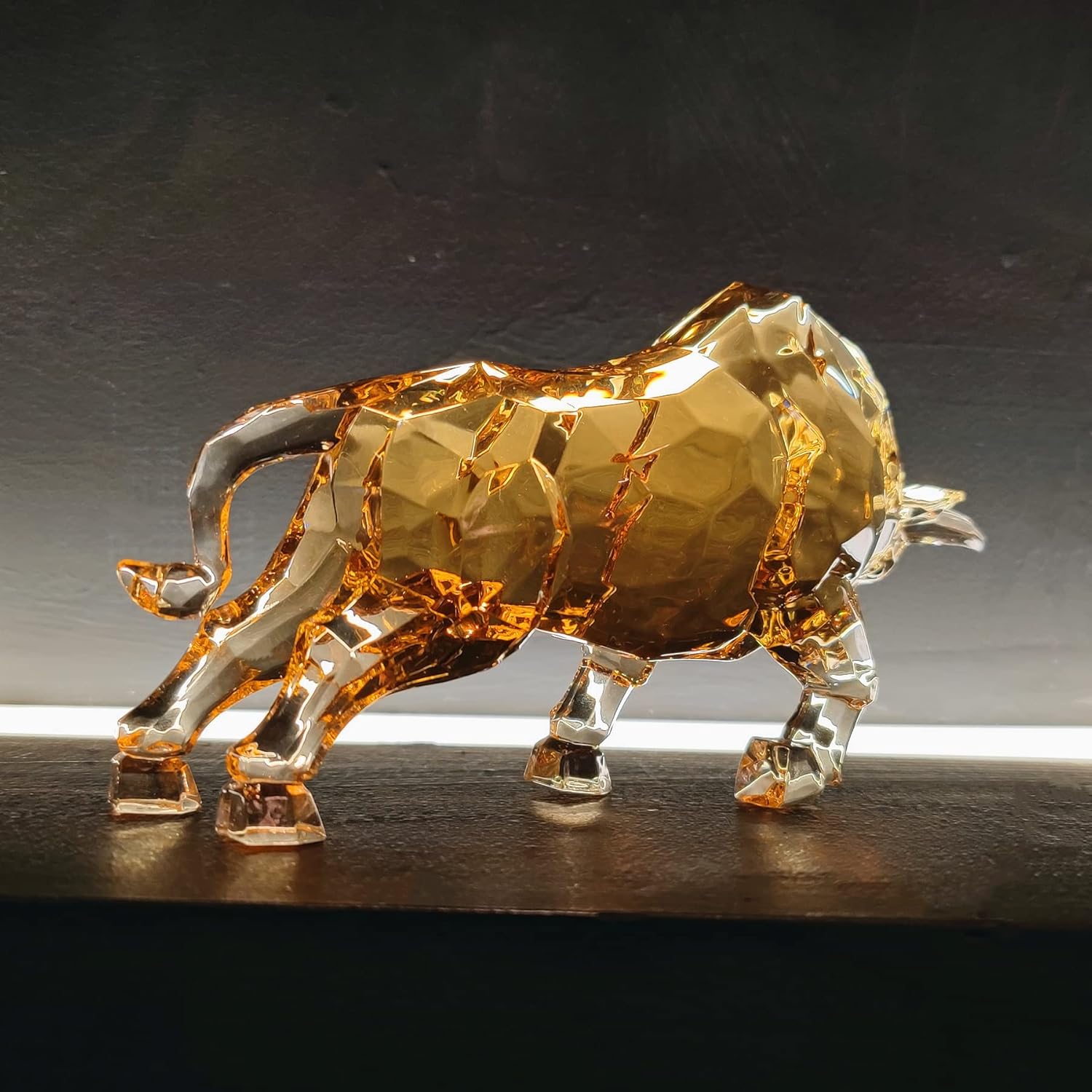 FengShui Bull Statue Acrylic Desk Decor Amber