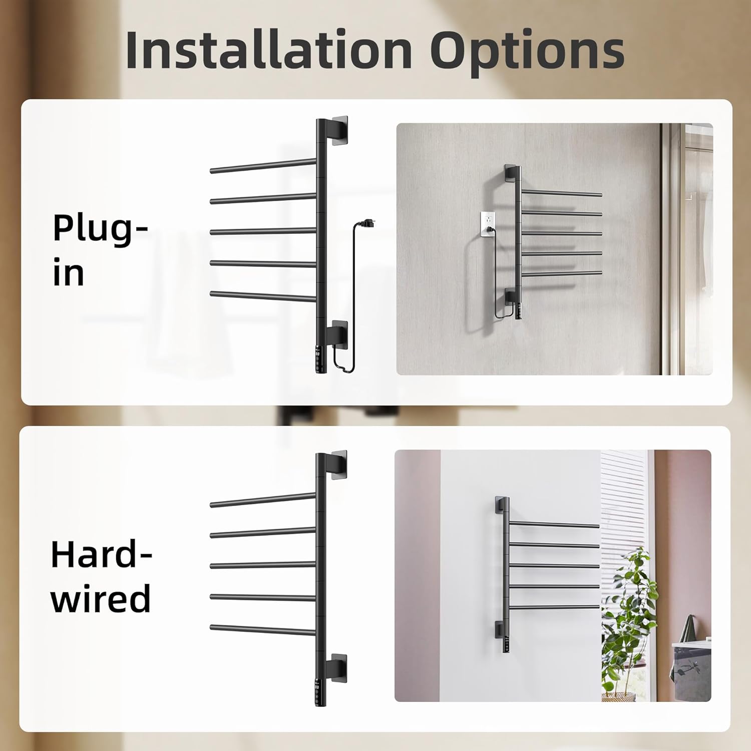 PBhusri Electric Towel Warmer with Rotating Rack and Timer