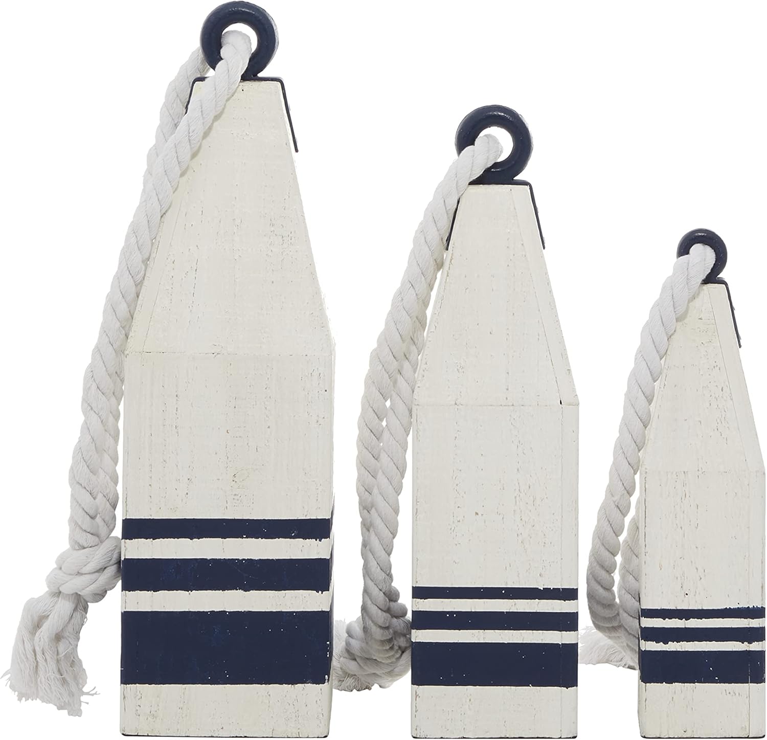Deco 79 Coastal Wood Buoy Sculptures Set of 3 1