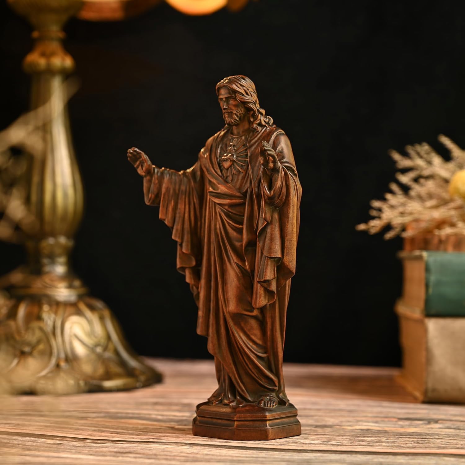 Wooden Sacred Heart of Jesus Statue - 43 Inch Handmade Figurine