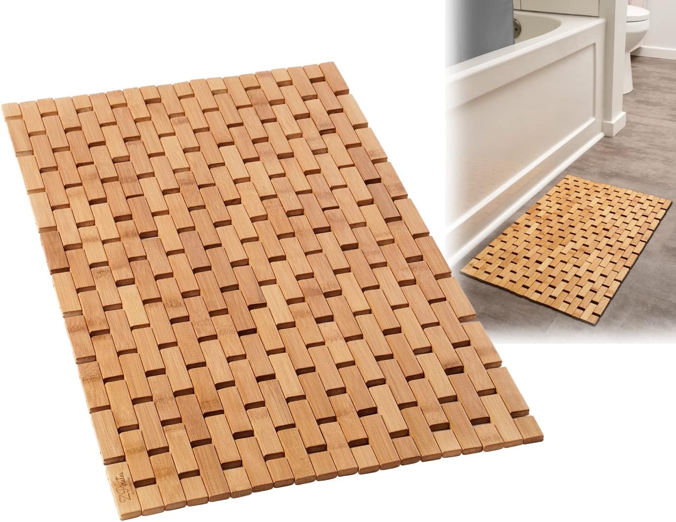 ZPirates Bamboo Bath Mat - 24 x 16 x 04 Inches