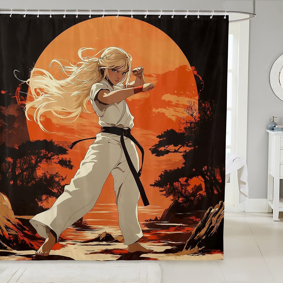 Feelyou Kids Samurai Shower Curtain Set 1