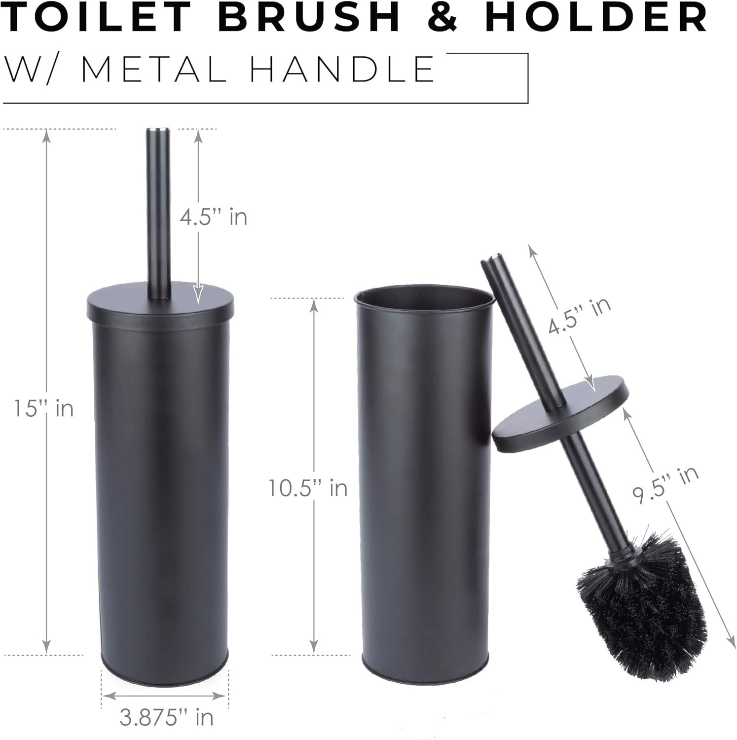 JS Jackson Supplies Sleek Toilet Brush Holder - Matte Black