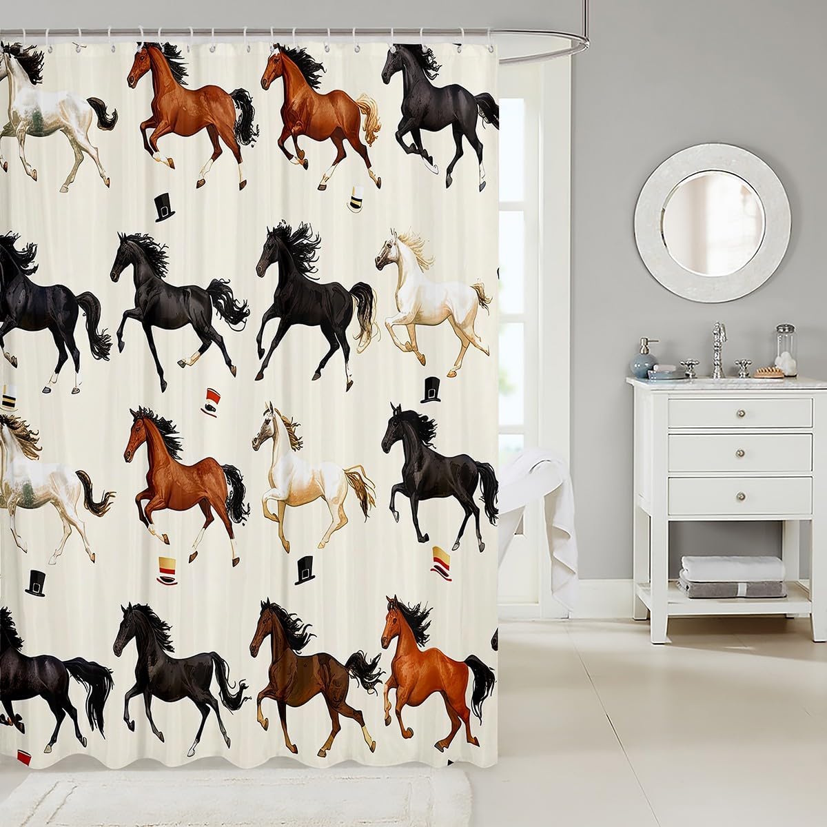 Feelyou Horse Shower Curtain Set 72x78 Galloping