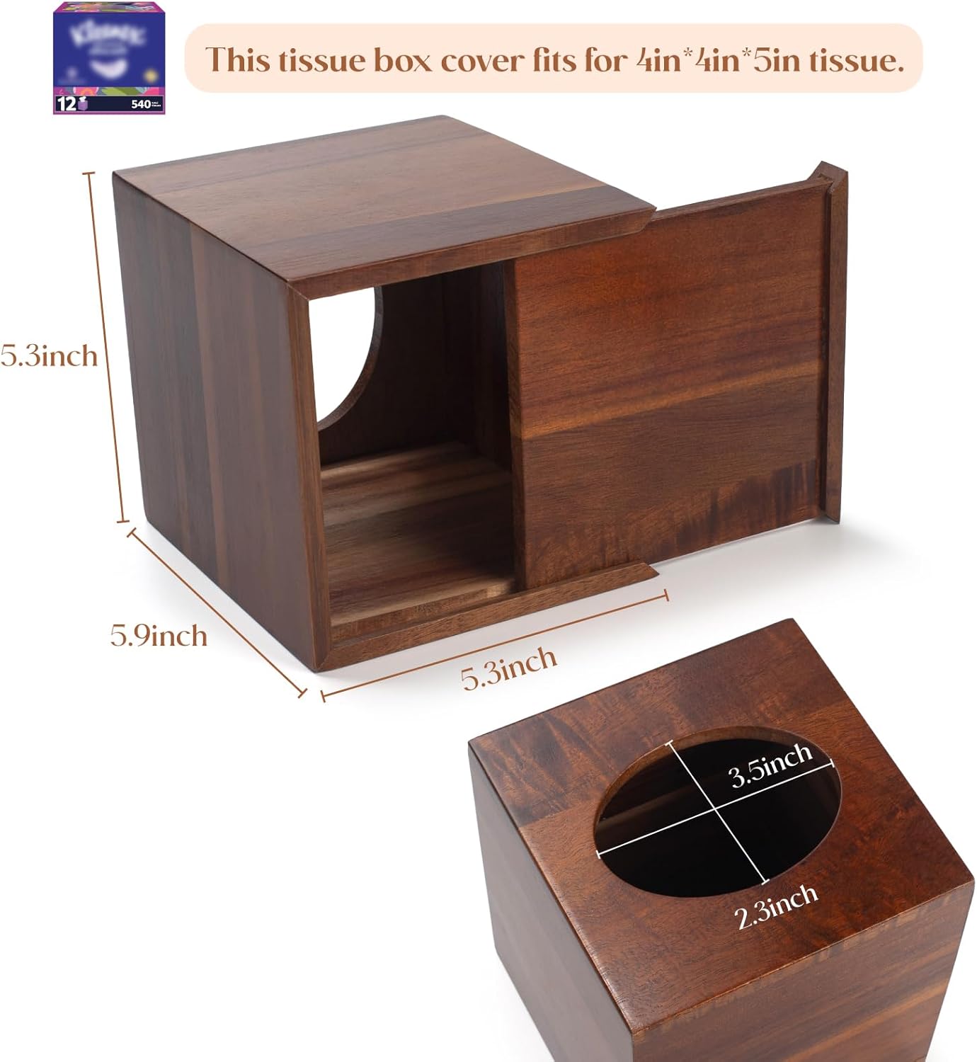 YANGQIHOME Acacia Wood Tissue Box Cover