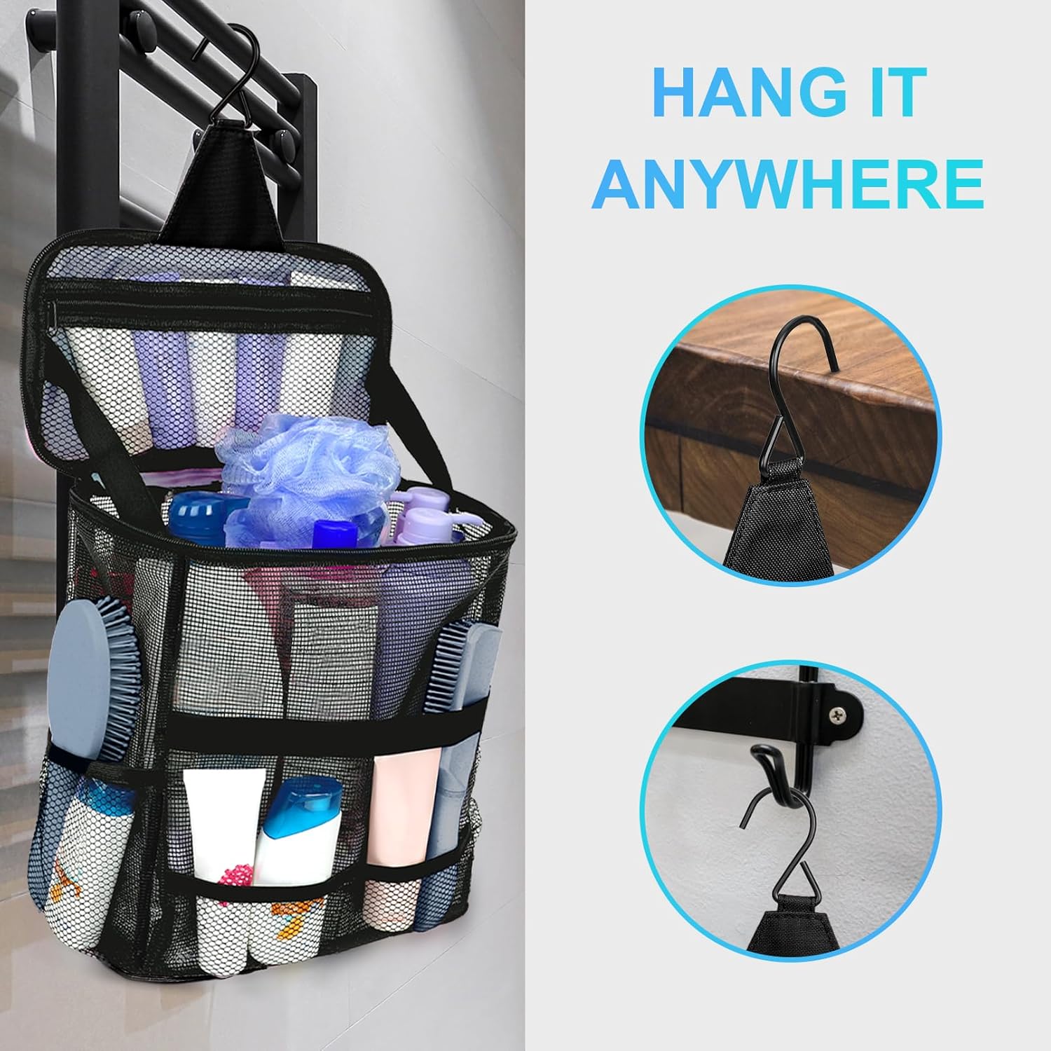 NOBLIGOAL Large Capacity Mesh Shower Caddy Portable Travel Bag
